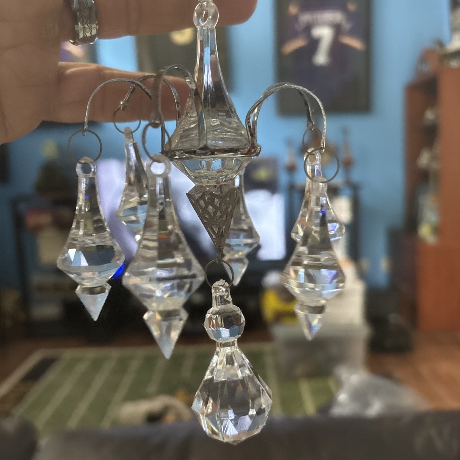 Lot of 8 Vintage Clear Crystal Chandelier Ornament Hanging Decoration Christmas