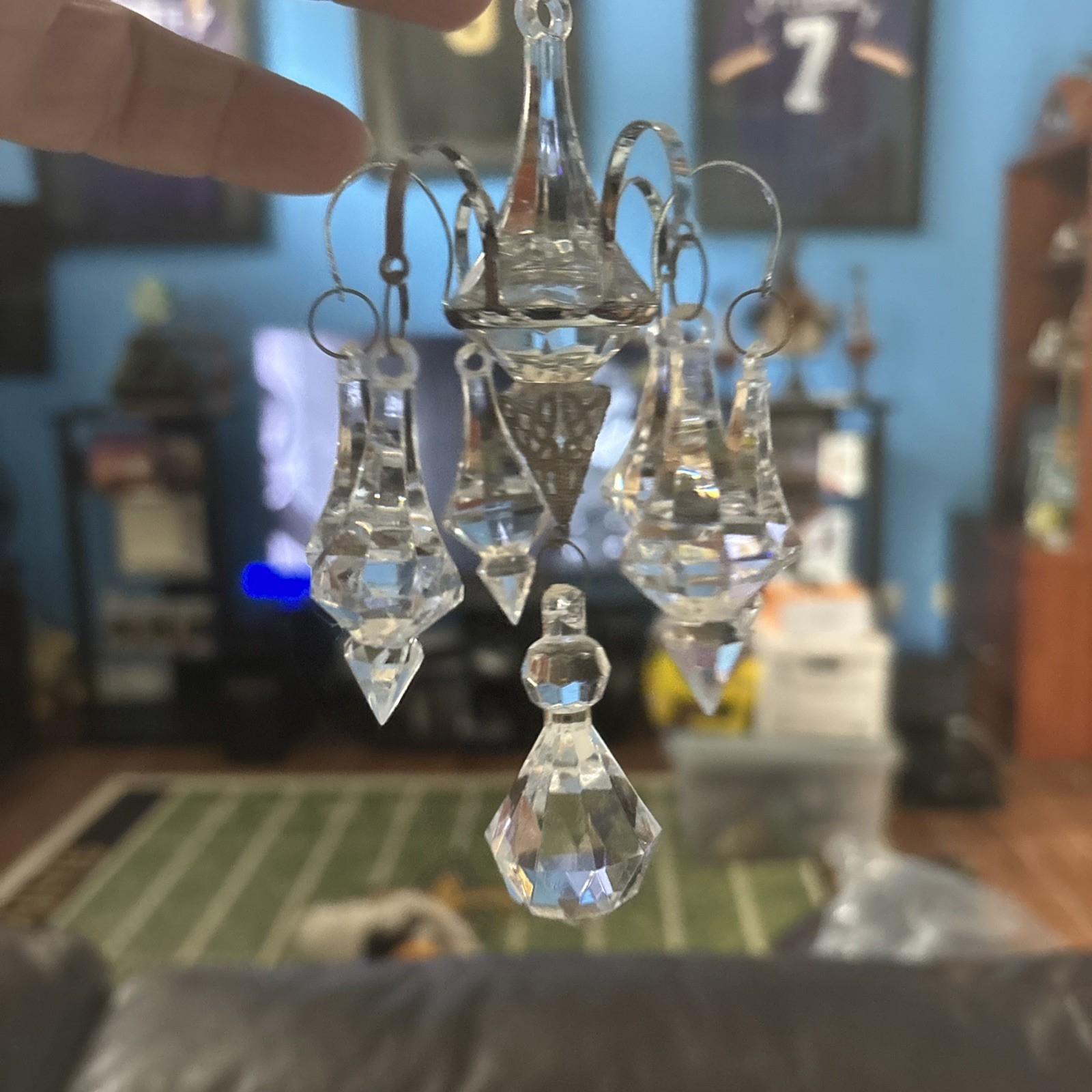 Lot of 8 Vintage Clear Crystal Chandelier Ornament Hanging Decoration Christmas