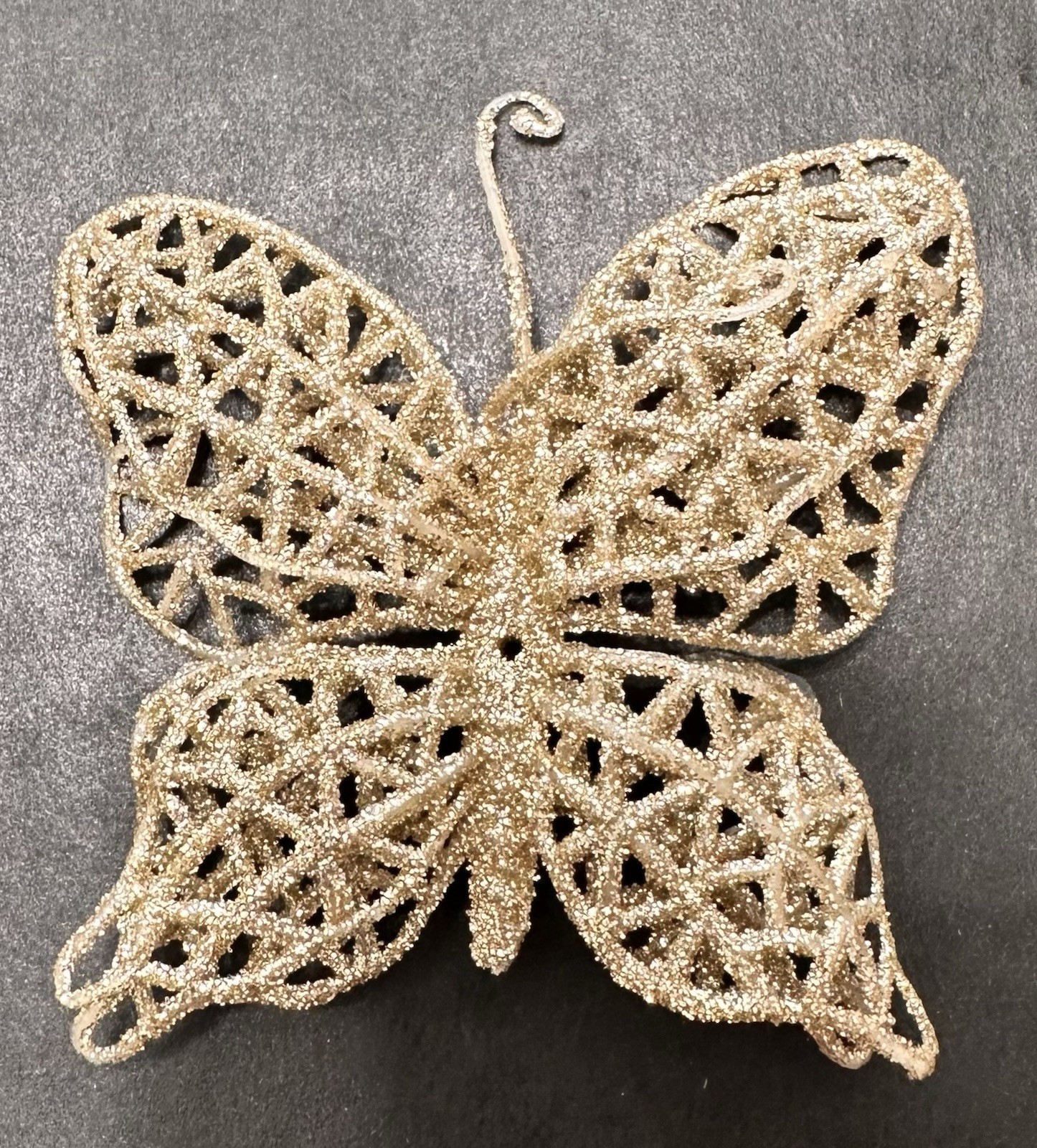 18 Champagne Tinted Glitter Christmas Accents Poinsettias Butterflies & Clips