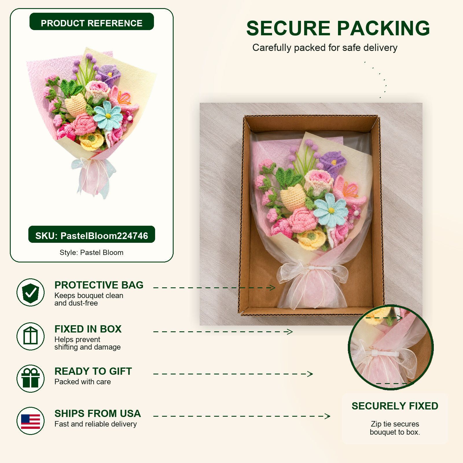 Large Pastel Pink Crochet Flower Bouquet Birthday Gift for Mom