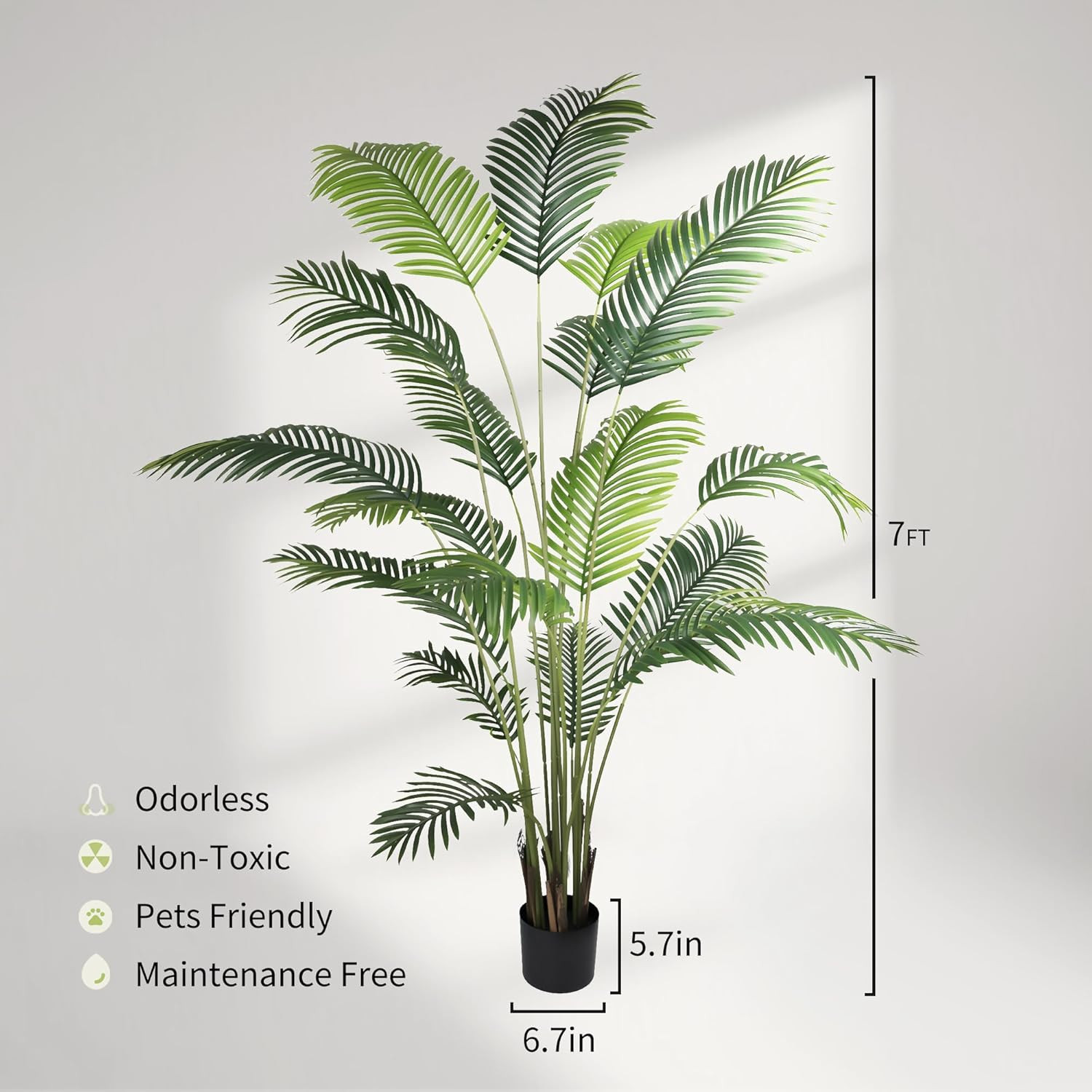 7Ft Areca Palm Tree 2-Pack – Lifelike Faux Silk Indoor/Outdoor Decor