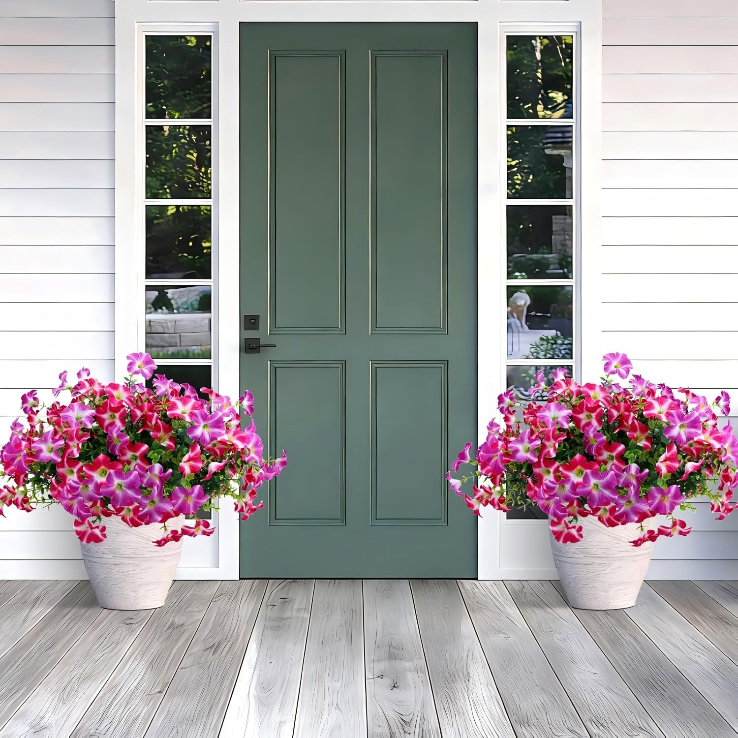 Artificial Petunia Flowers Outdoor, 8 Bundles UV Resistant Faux Plants | Realist