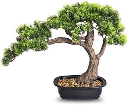 Artificial Bonsai Tree, Large Faux Pine Plants 15 inch, Faux Juniper Potted Plan