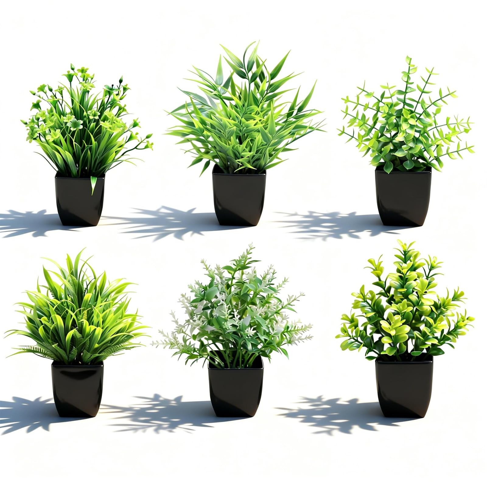 Fake Plants,6 Pack Small Potted Artificial Greenery Decor for Shelves Bathroo…