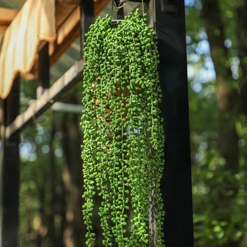 PCS Artificial Succulents Hanging Plants,27.5 Inch Fake String of 3 Green