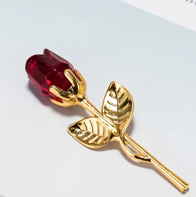 Eternal Red Rose Glass Flower, Gold Stem w/ Box -Anniversary, Valentine’s Gift