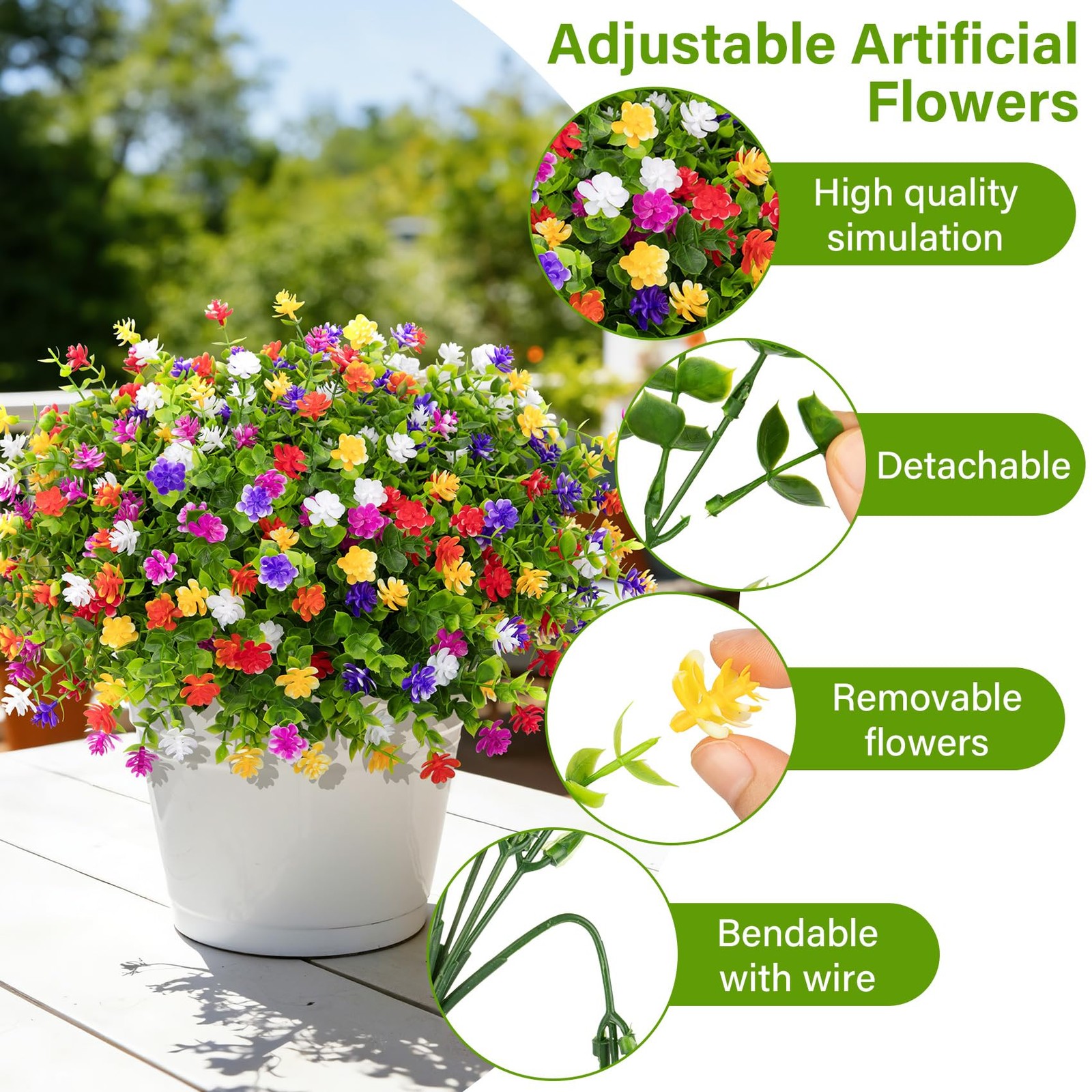 Ouddy Decor 24 Bundles Artificial Flowers for Outdoors Decoration Fake Flower…