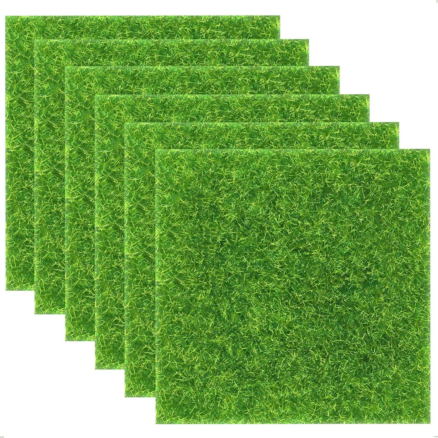 6 Pieces of 6×6 Inches Fake Grass for Crafts – Artificial Grass – DIY Mini Garde