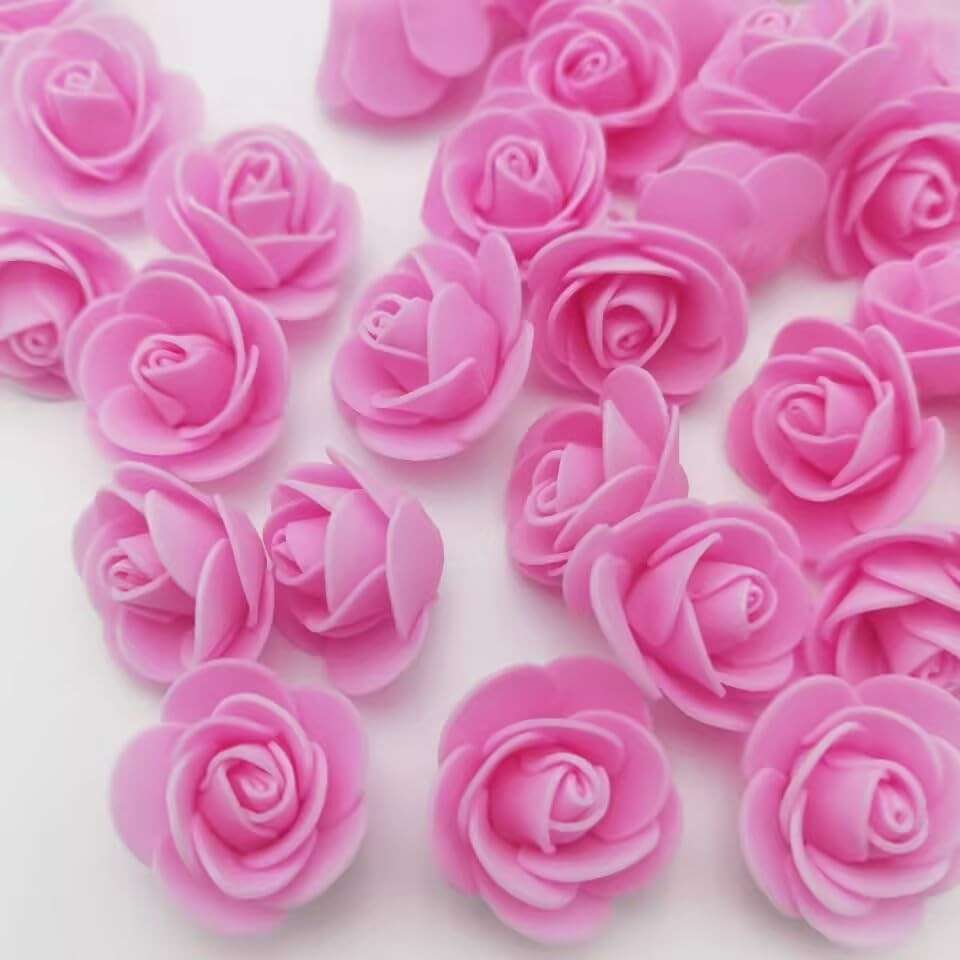 Pink Mini Foam Small Rose Heads Flowers For Crafts 1.3 Inch 120 PCS