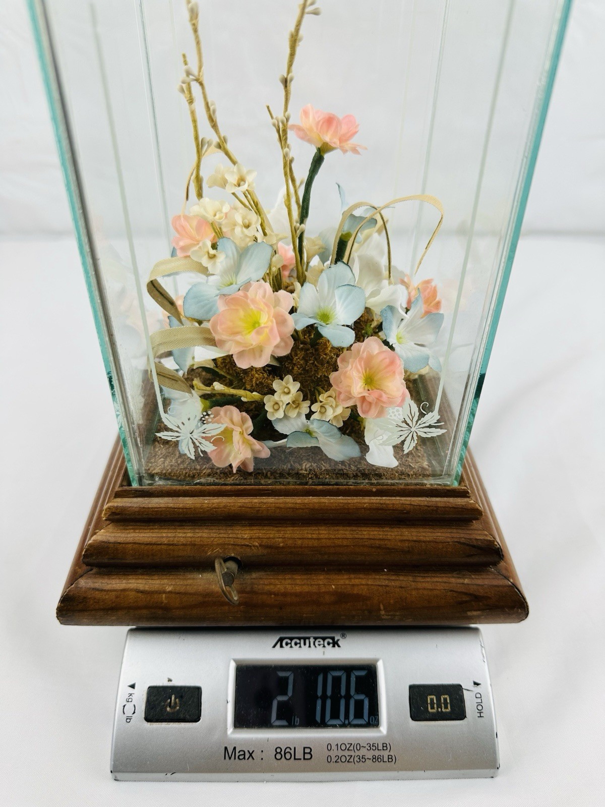 Vintage Glass & Wood Display Terrarium Music Box CottageCore For Upcycle Crafts