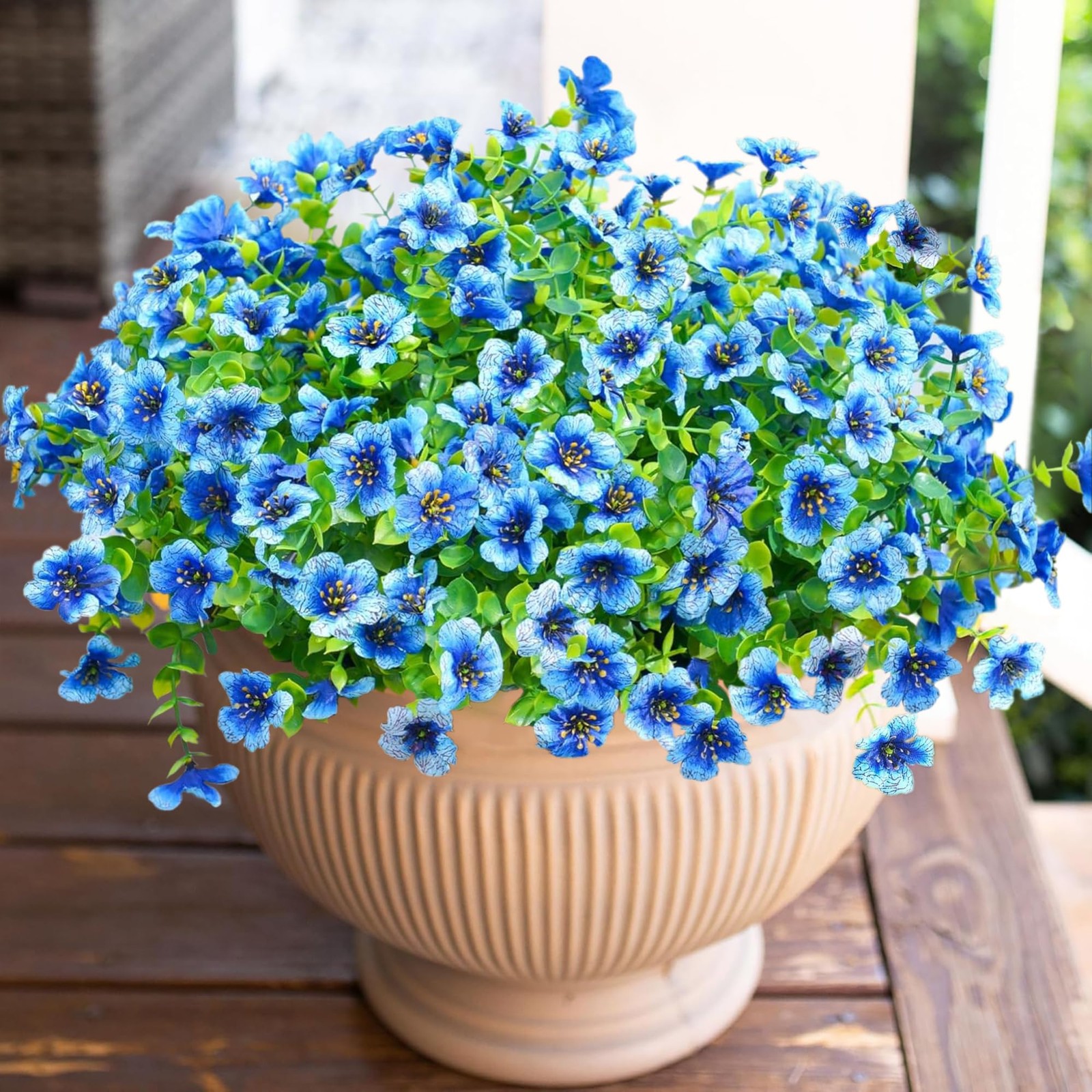 HyeFlora Artificial Flowers for Outdoor Indoor Garden Home 5x4x5 inches, Blue