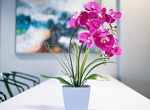 HOMESEASONS Pre-Lit Artificial Orchid Arrangement, LED Orchid Plant with 9