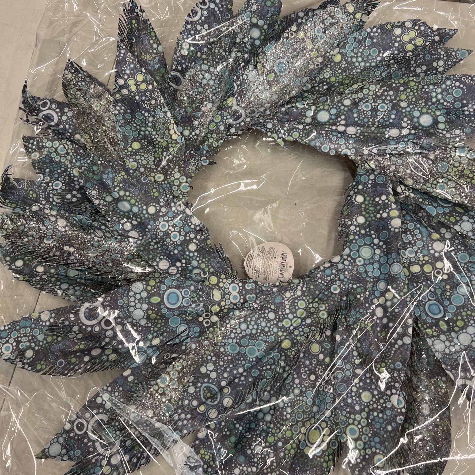 Lot Of 8 Dept 56 Coast Pearl Bay Watercolor Faux Feather Wreath Blue Green 24”