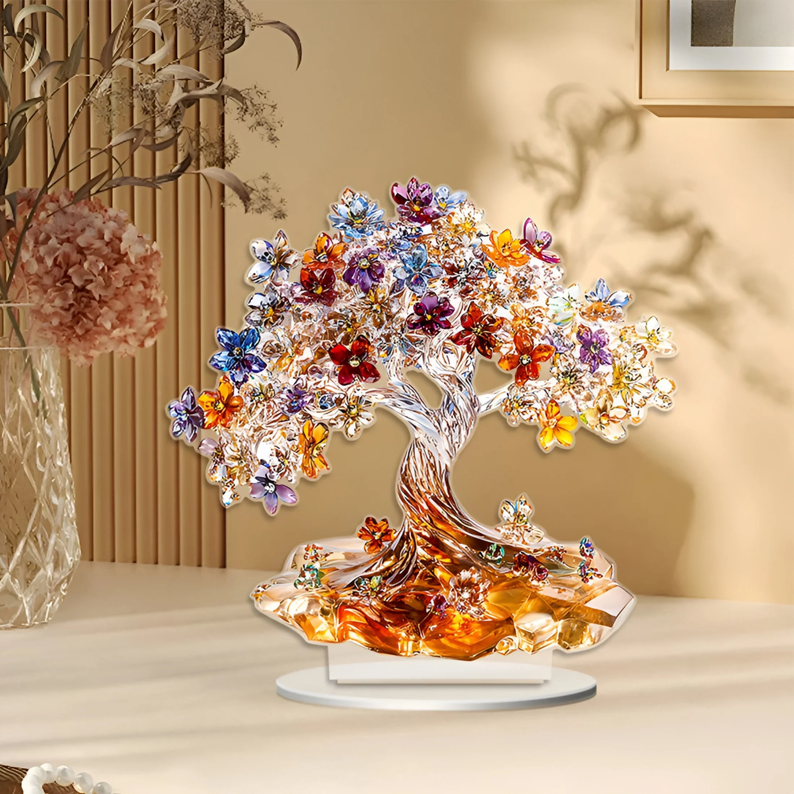 8 Inch Acrylic 2D Tree of Life for Positive Energy, Good Luck, Money, Fengshui B