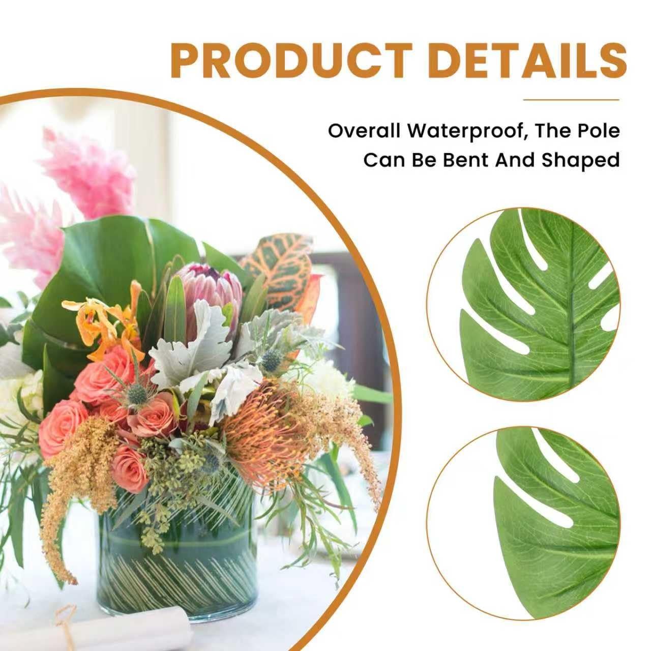 24 Pcs Artificial Palm Leaves Faux Tropical Turtle Decorative Green Fronds