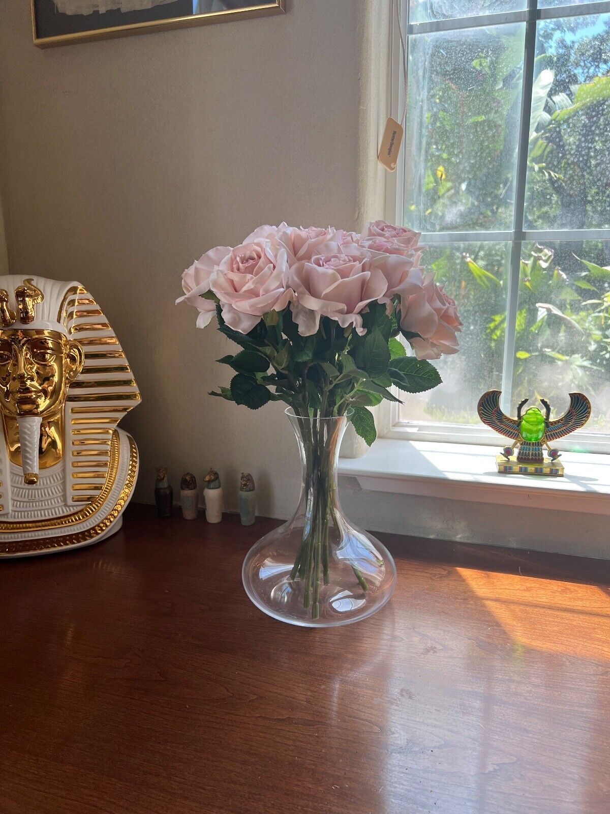 Rosscer Roses Artificial Silk 6 Piece Long Stem in Rustic Gradient Pink Color.