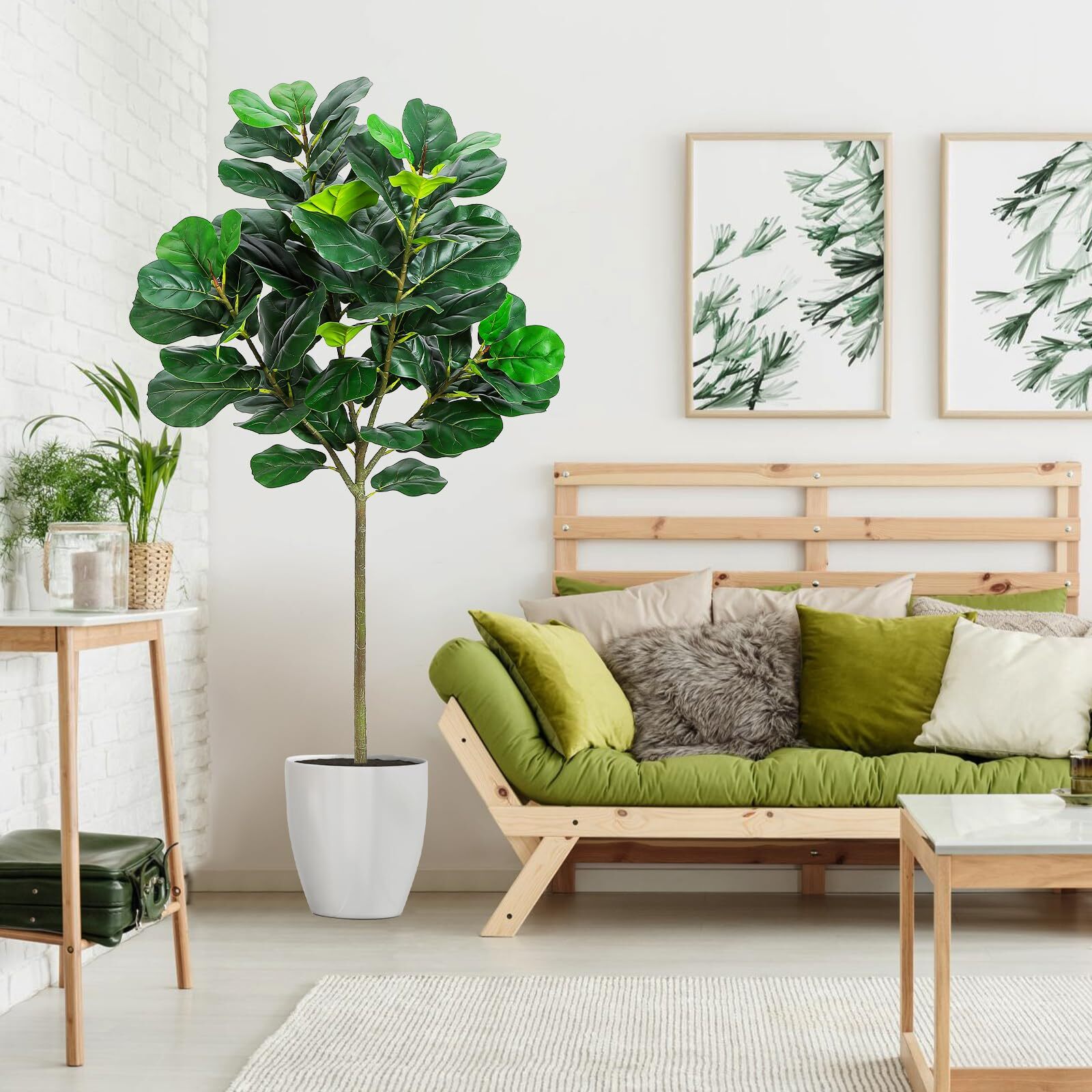 5.2 Ft Artificial Fiddle Leaf Fig Tree Tall Fake Plants Large Floor Plant Gift
