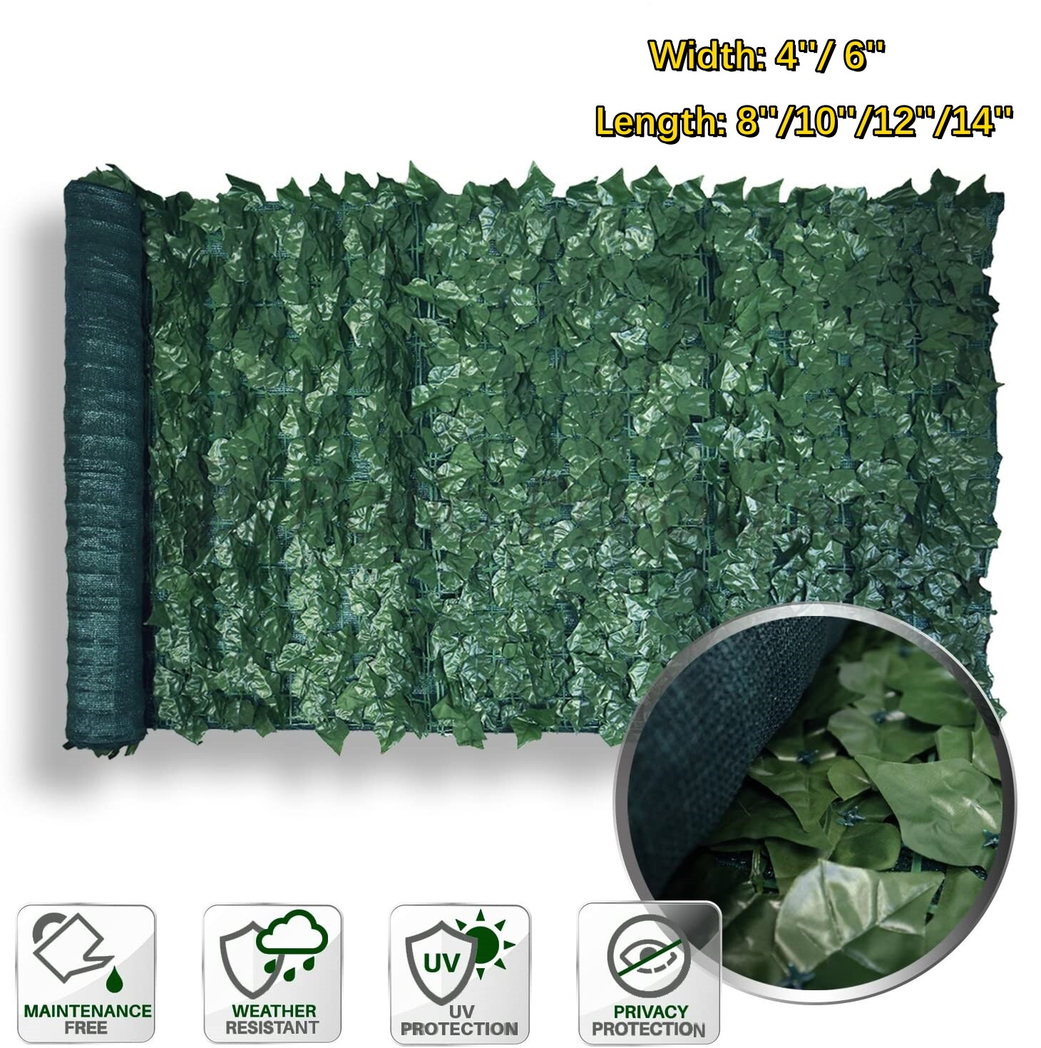 8ft-14ft Artificial Faux Ivy Leaves Privacy Fence Screen Wall Decor Garden Hedge