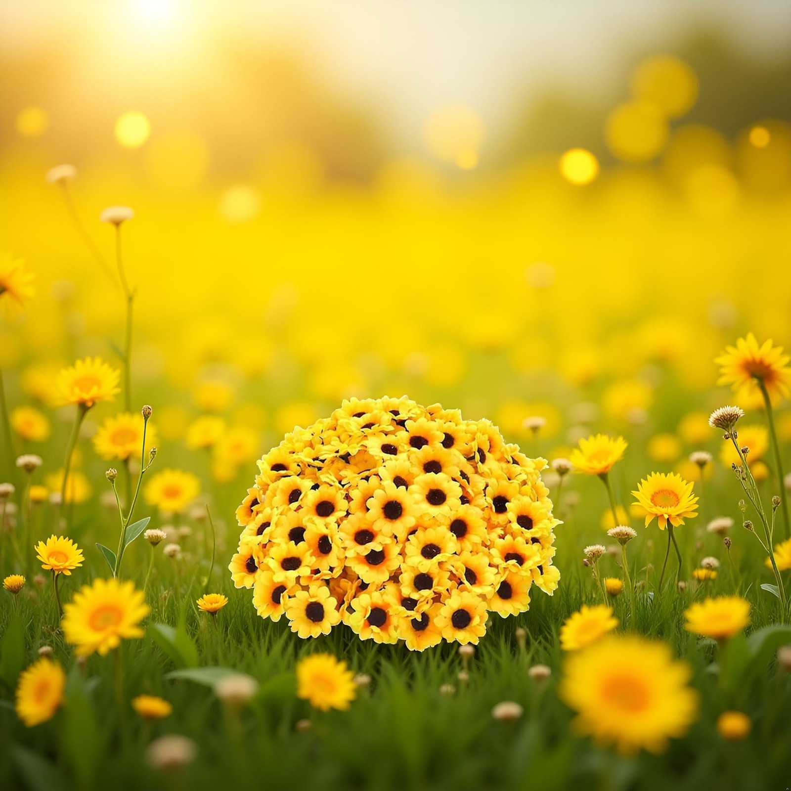 Sunflowers Artificial Flower Heads 100 PCS Yellow Mini Fake Fabric Craft Decor