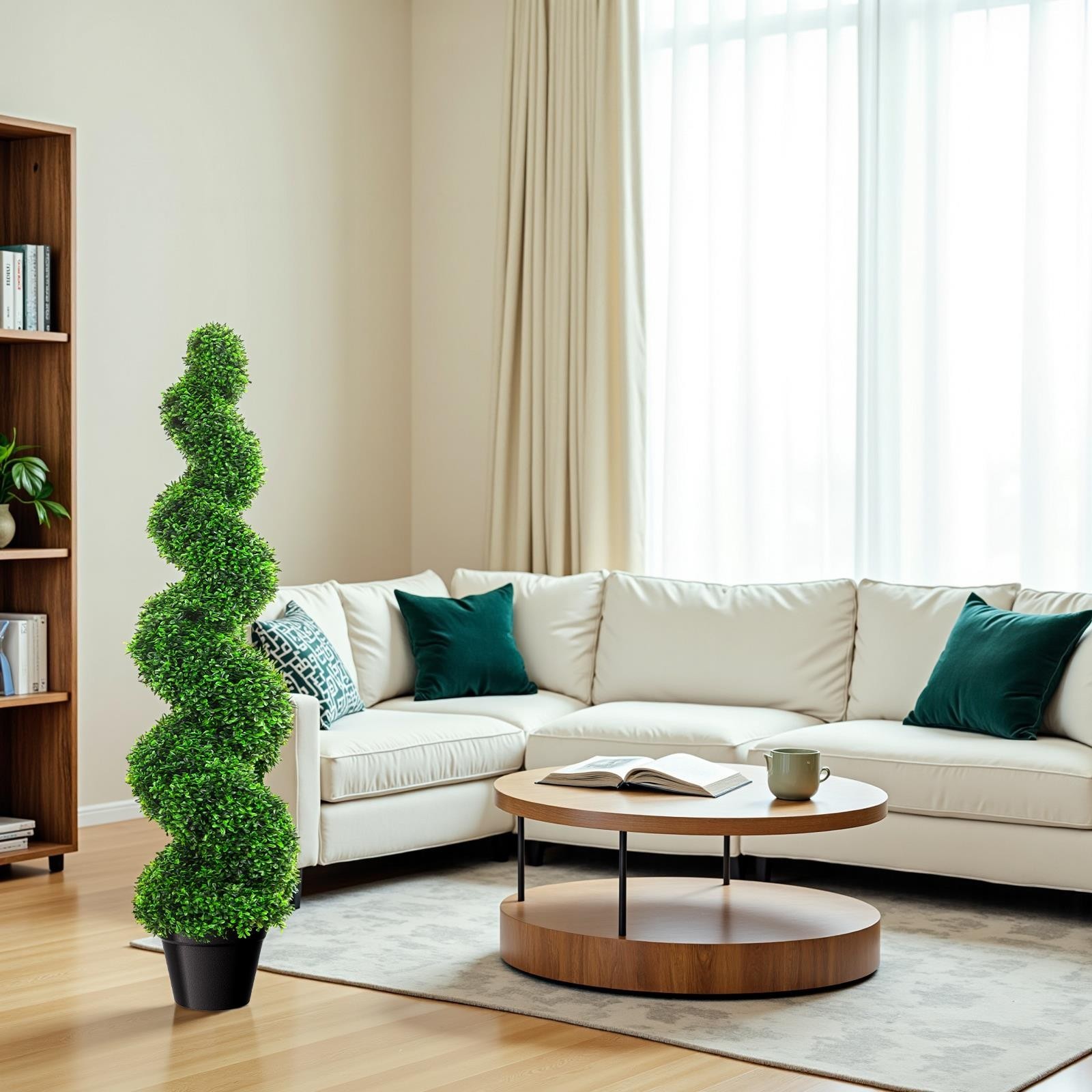 47’ Artificial Boxwood 2 Pack Spiral Topiary Tree UV Home Decor Green In/Outdoor