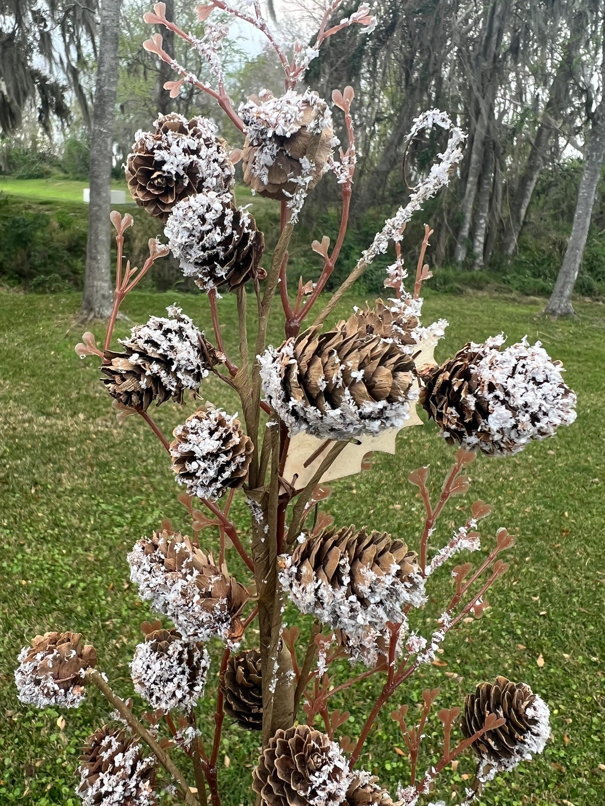 Regency Christmas Snow Covered Frosted Birch Pinecone Stem Branch Pick Crafts