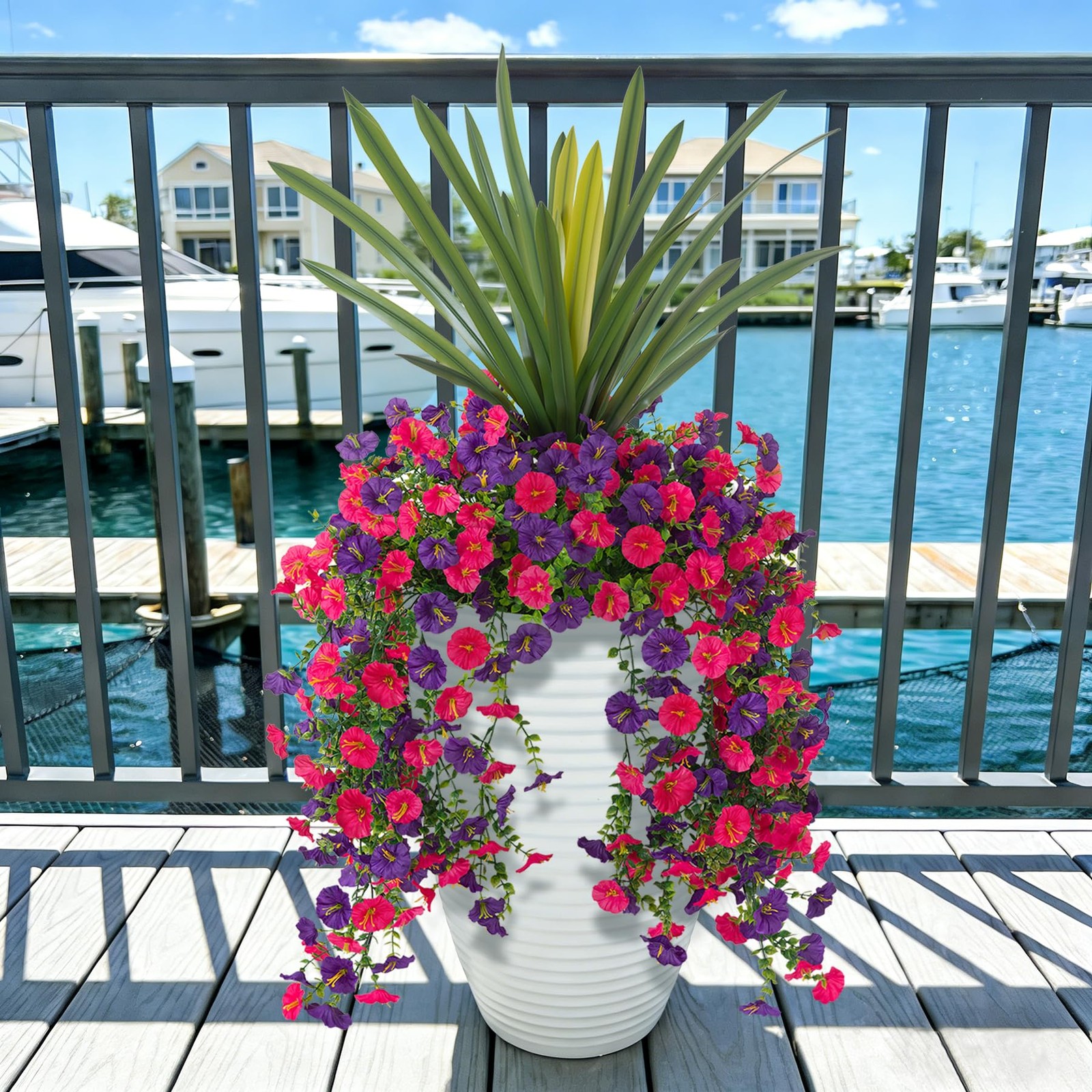 Fake Artificial Morning Glory Flowers for Outdoors, 1 Bundles Faux Greenery P…