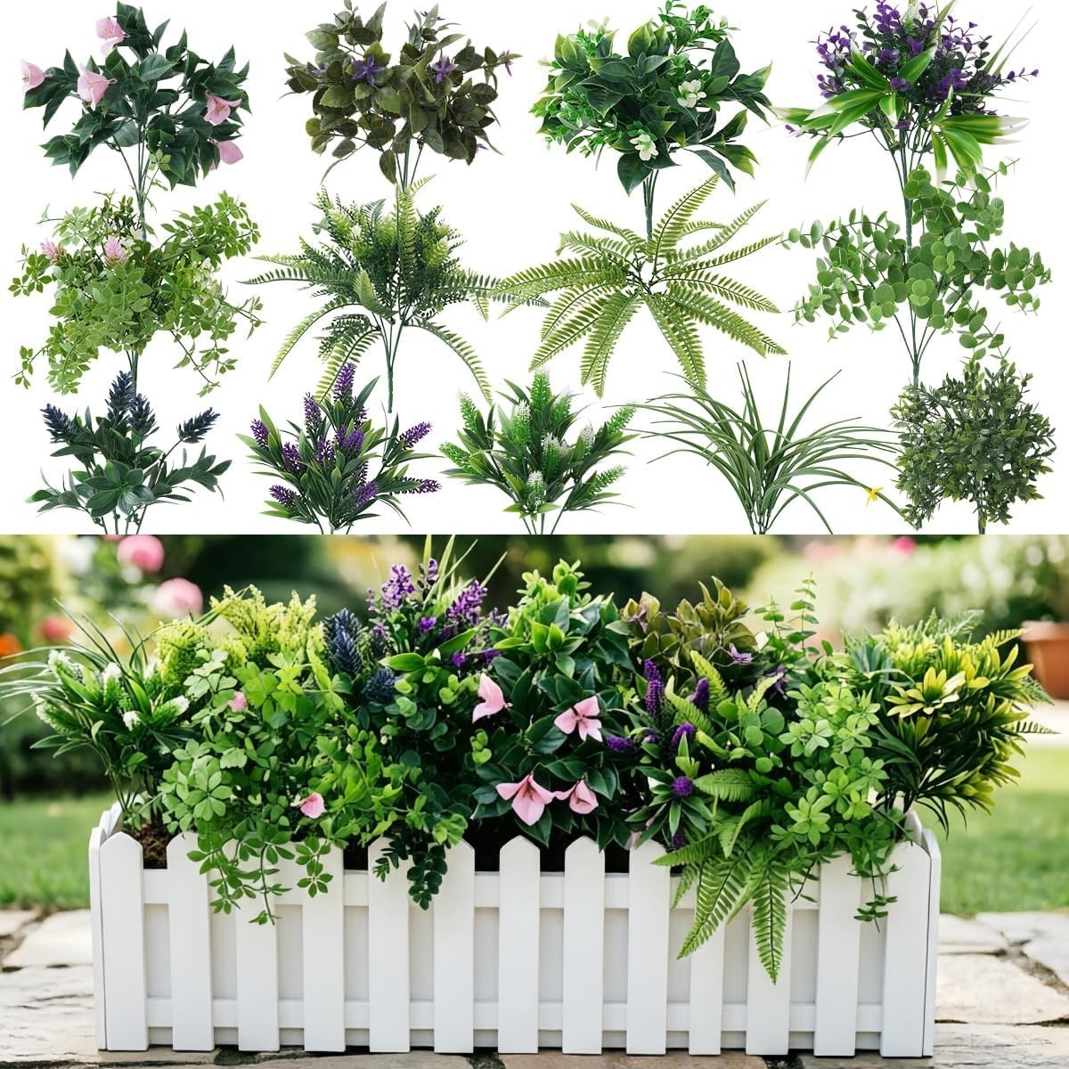 Laelfe UV Resistant Artificial Plants & Flowers, 13 Bundles Fade 5000H Tested