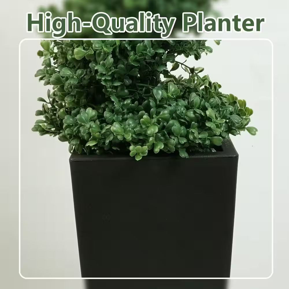 4Ft. Artificial Spiral Topiary Trees W/Black Planter Uv-Resistant Fake Plant,Ind