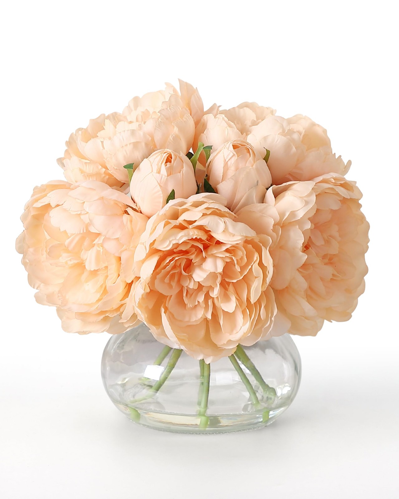 Artificial Peonies Flowers with Vase, Mixed Champagne Silk Peony Bouquet with…
