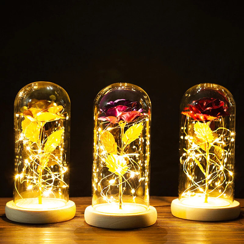 Eternal Rose LED Light Flower In Glass Cover