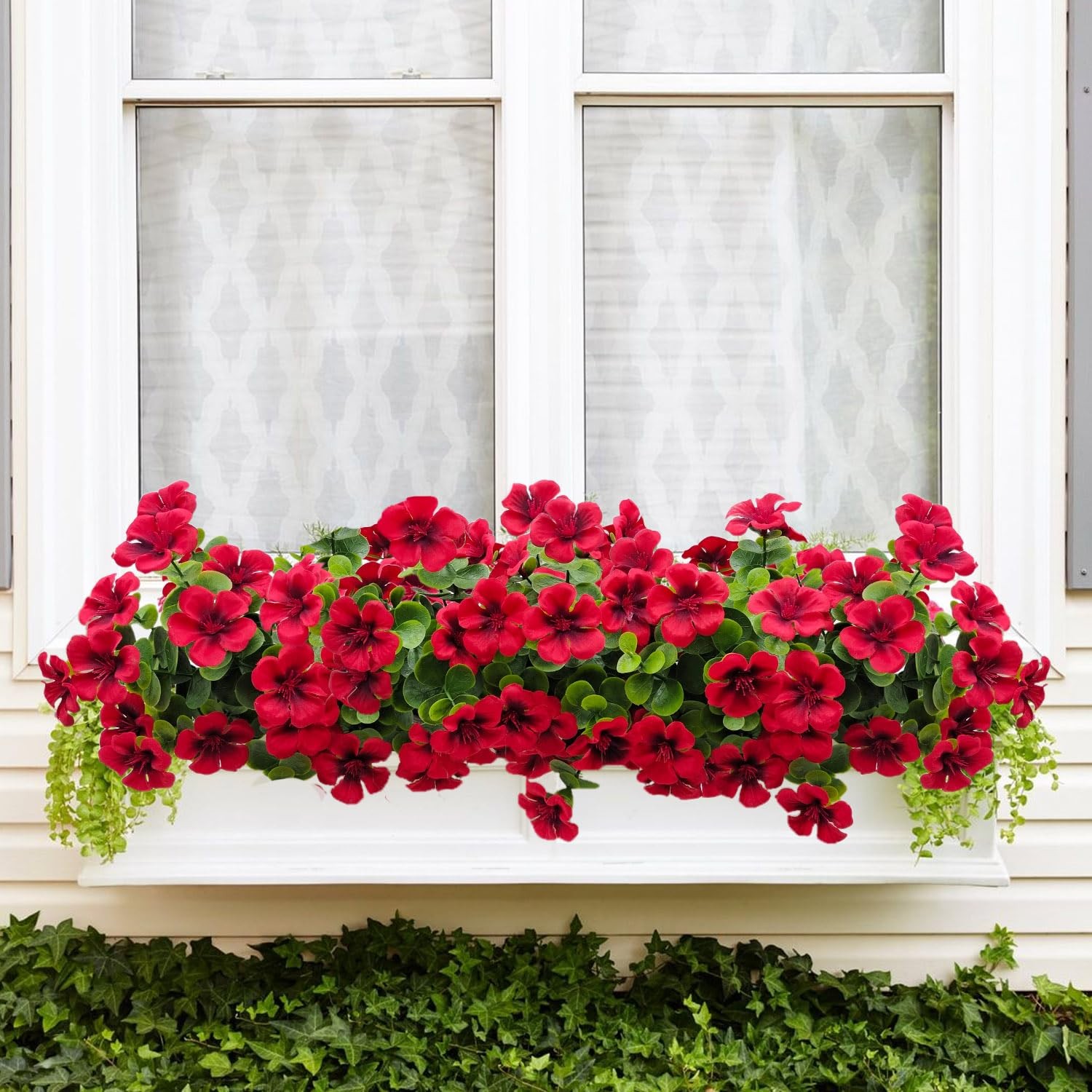 4 Bundles Large Artificial Geranium Flowers for Outdoors UV Resistant Faux Si…