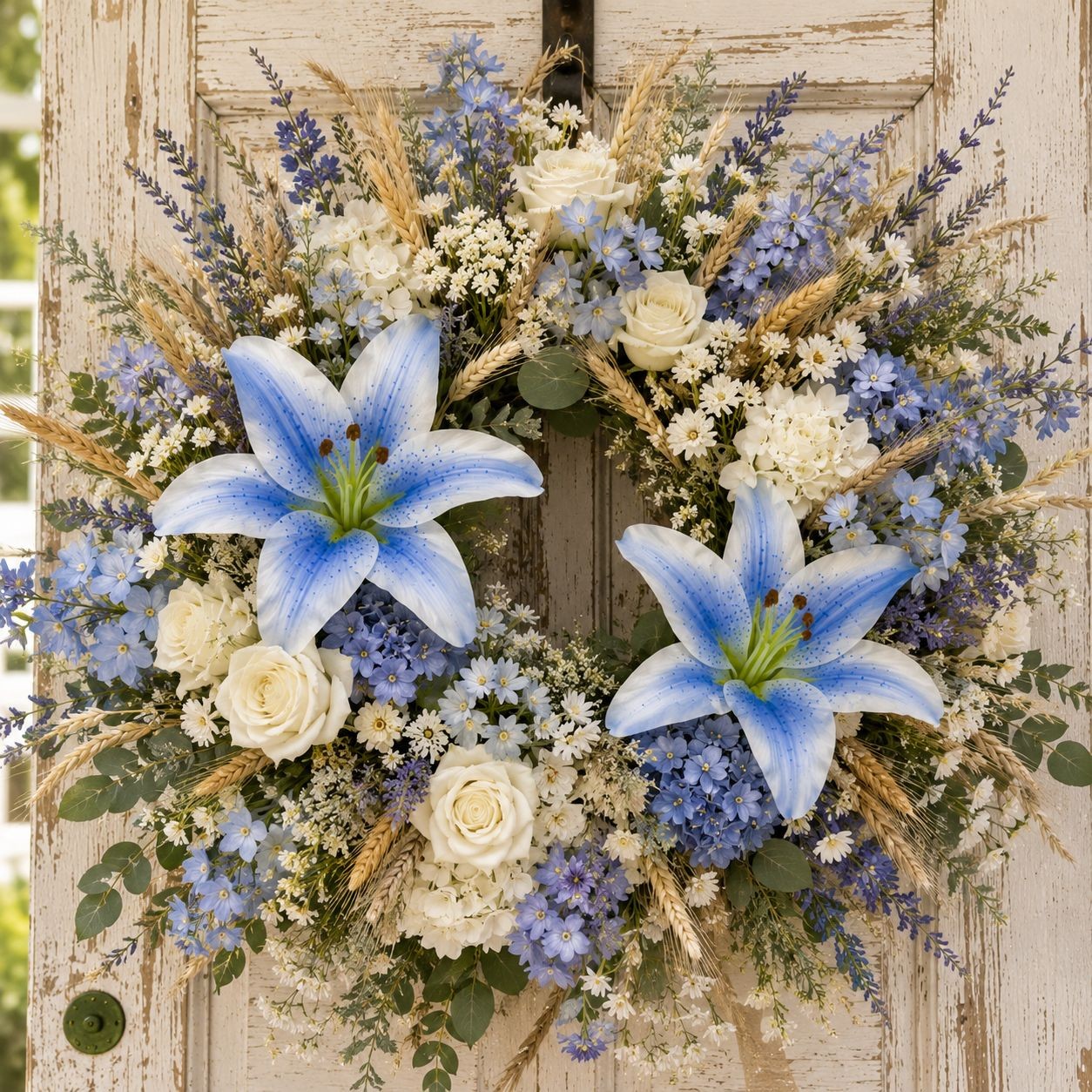 Blue Lily Stems, Real Touch Flowers, Artificial Lily Spray, Faux Blue Lilies, Co