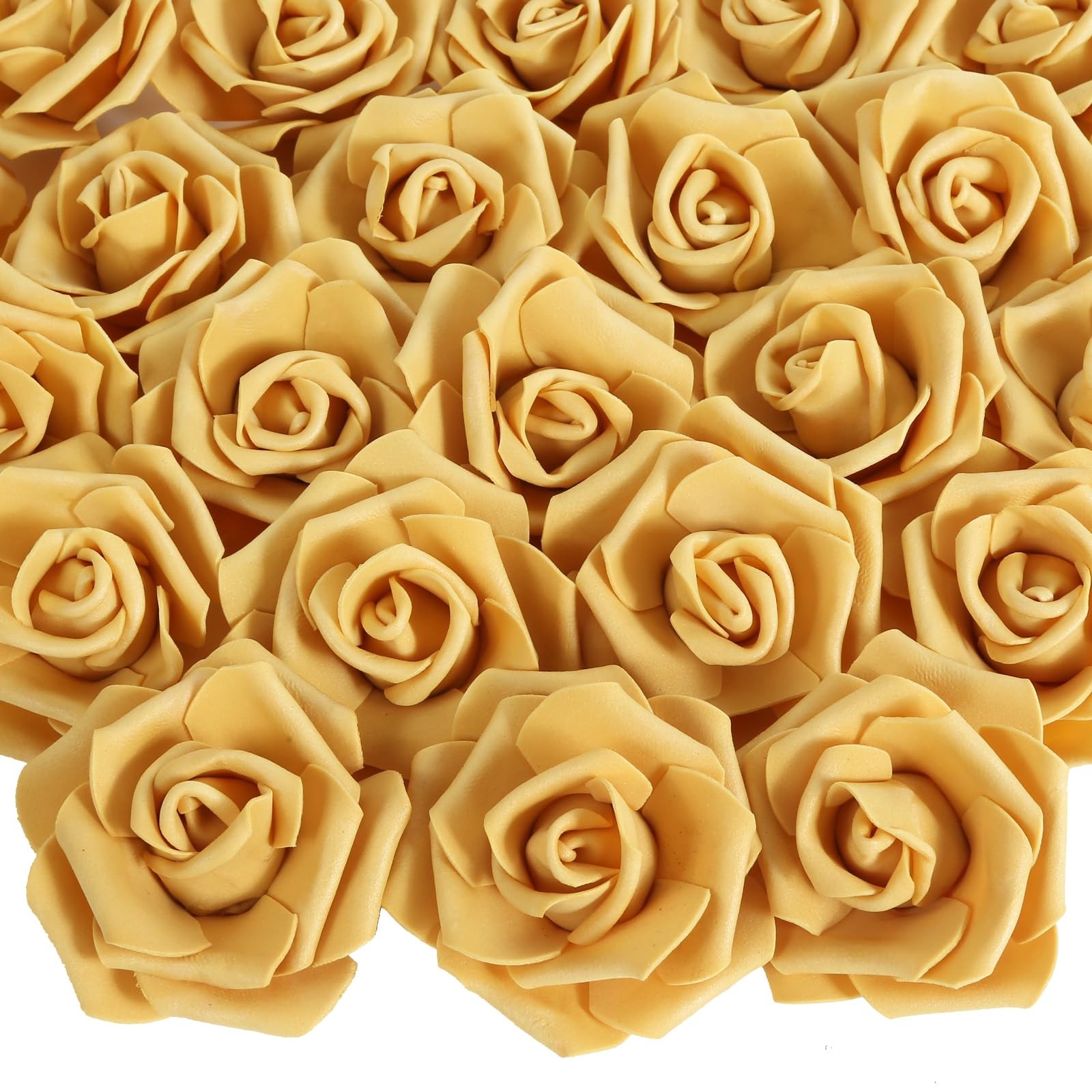Gold Foam Rose Artificial Flowers Faux Bulk Bouquets Centerpieces 100 PCS