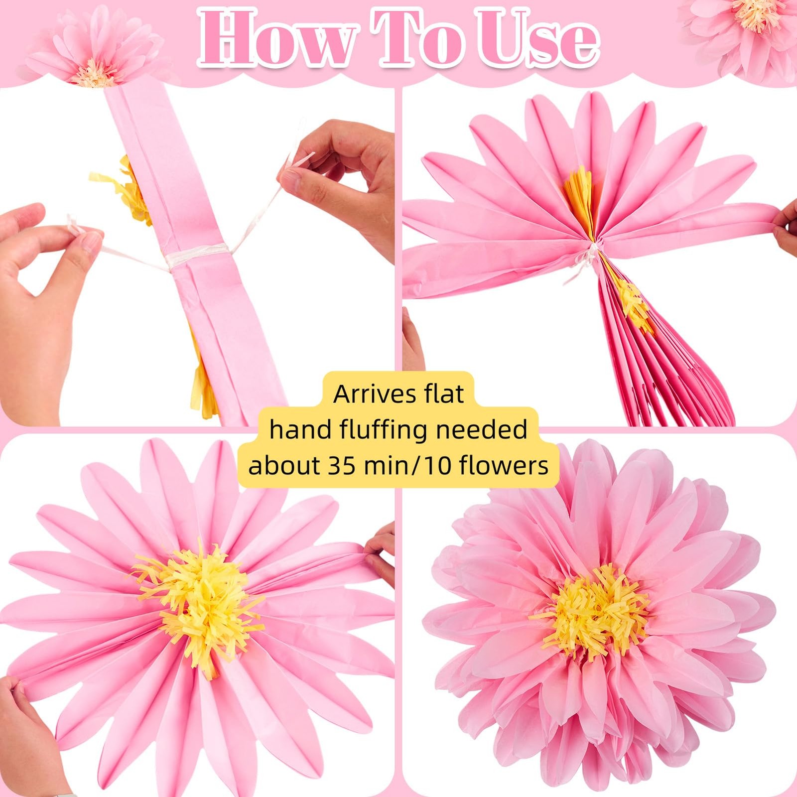 Pink Flowers 6 Pcs, 10 Pcs 20 Inch Large Flowers for Pink Party Decorations, …