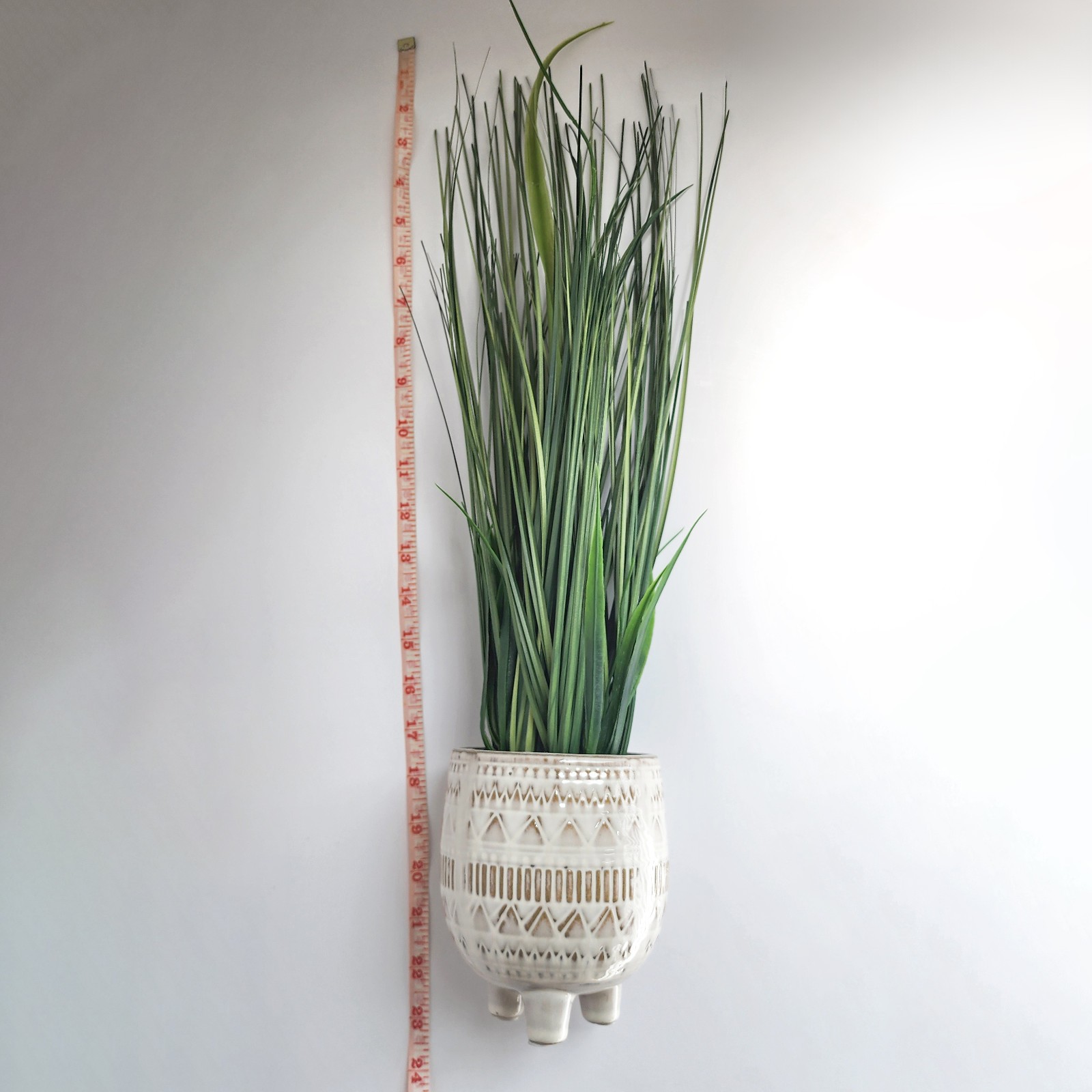 Faux Tall Grass Artificial Plant Boho Tribal Ceramic Footed Pot 23.5″ HomeGoods