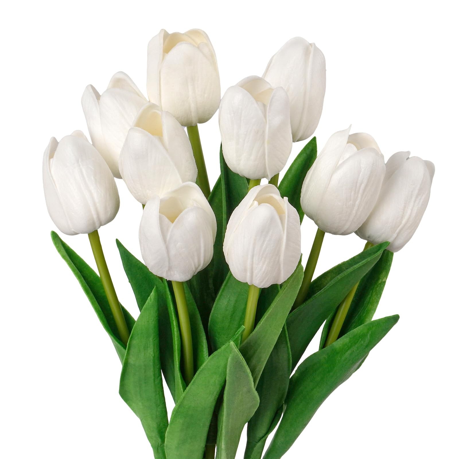10 PCS Pink Fake Tulips PU Faux Artificial Flowers Spring Bouquet Wedding