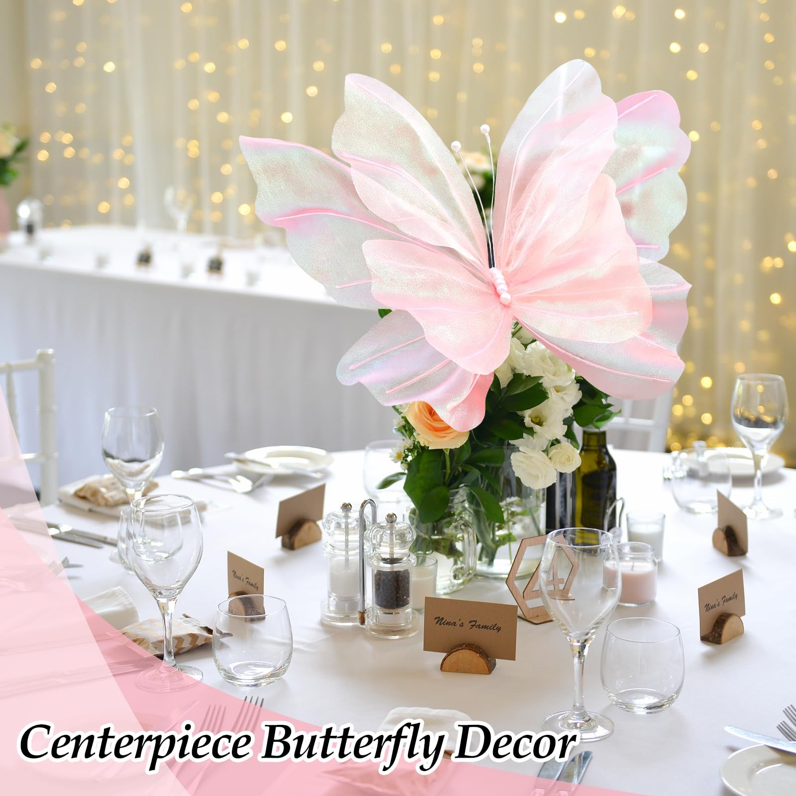Silk Yarn Artificial Butterfly Decoration, Giant Gauze Fake Butterfly Mesh Ph…