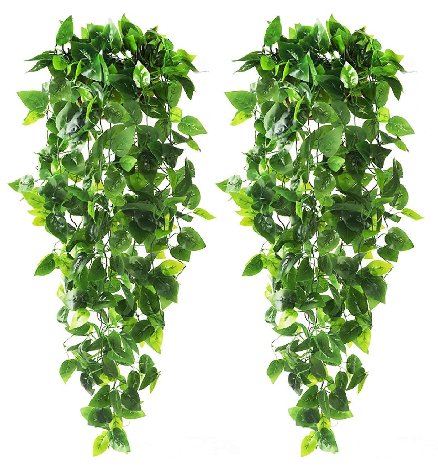 CEWOR 2pcs Fake Hanging Plants 3.6ft Fake Ivy Vine Artificial Ivy Leaves for …