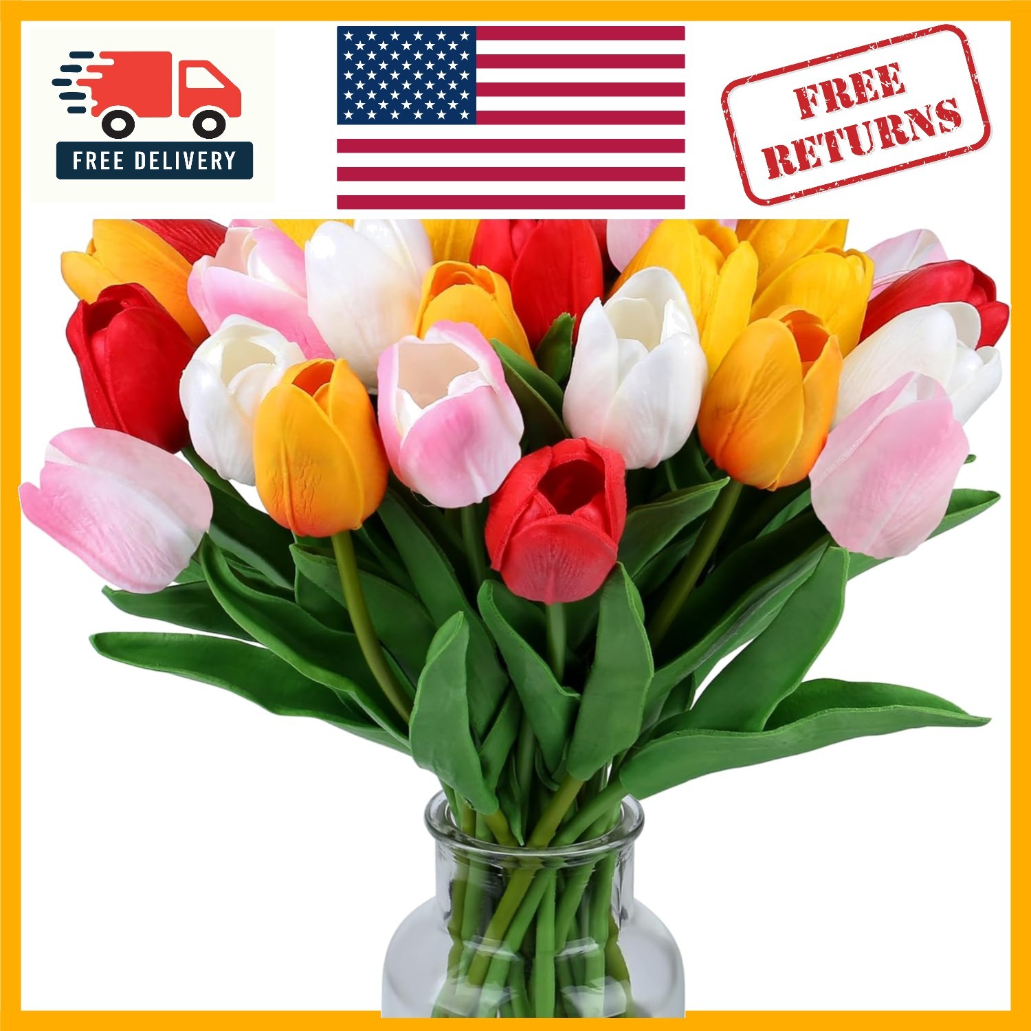 Assorted Colors 15pcs Fake Tulips – Perfect for Centerpieces & Bridal Bouquets