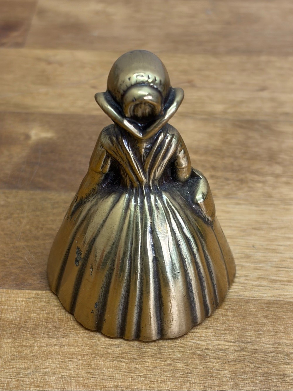 Vintage Solid Brass Crinoline Lady Bell Victorian Southern Belle Basket 3.25″