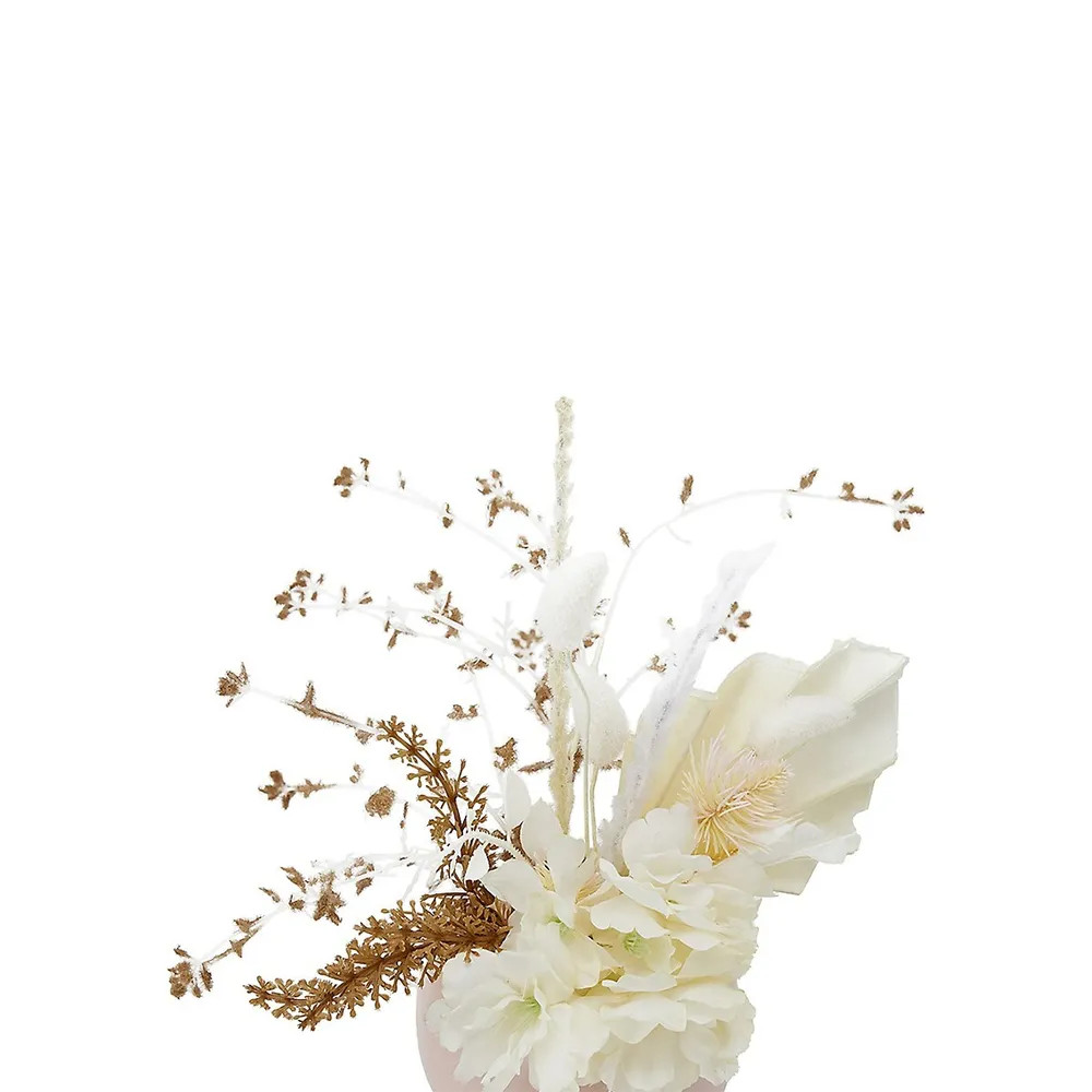 Artificial Fake Dried Mixed Flowers Pink Vase Floral Decor Home Plant Faux House