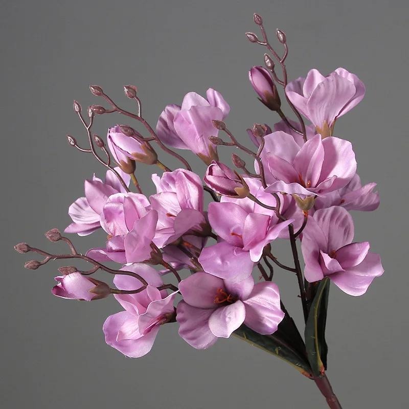 High Quality 5 Forks 20 Head Artificial Magnolia Flower for Home Living Room Tab