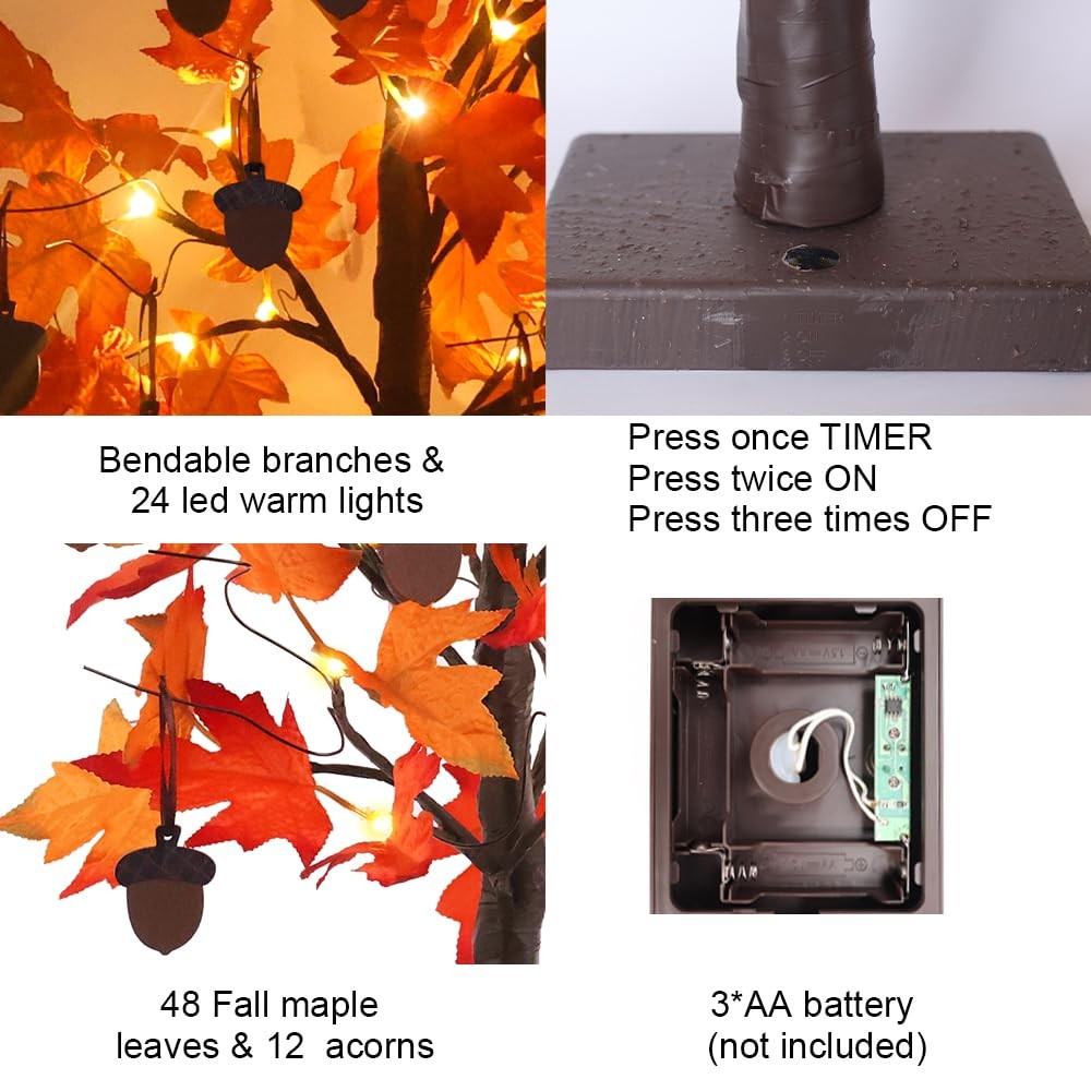 Fall Decorations for Home, Thanksgiving Decorations, 24”/2FT Lighted Fall Map…