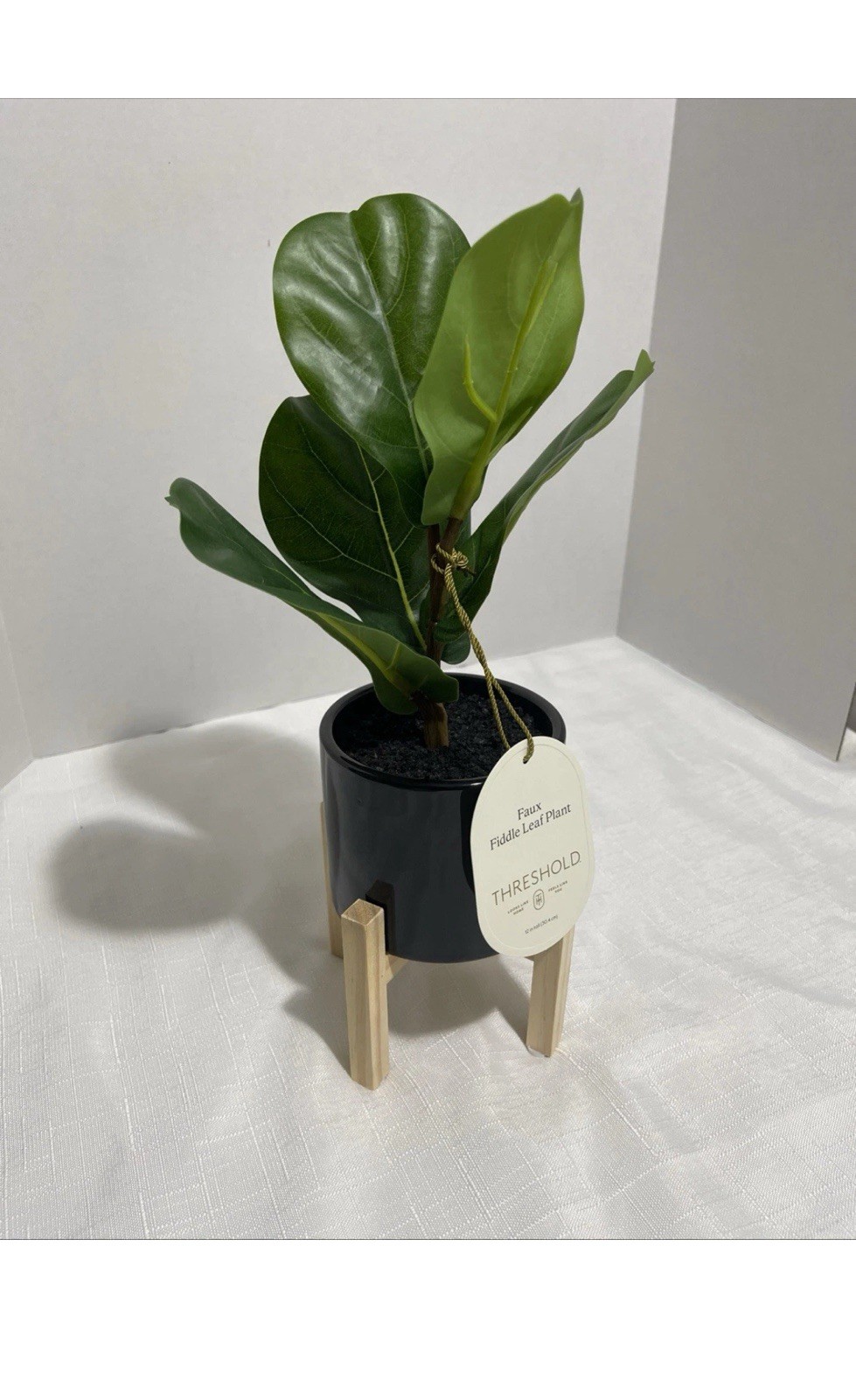 Threshold Artificial Faux Fiddle Leaf Plant in Pot Plant w/stand for Home Decor