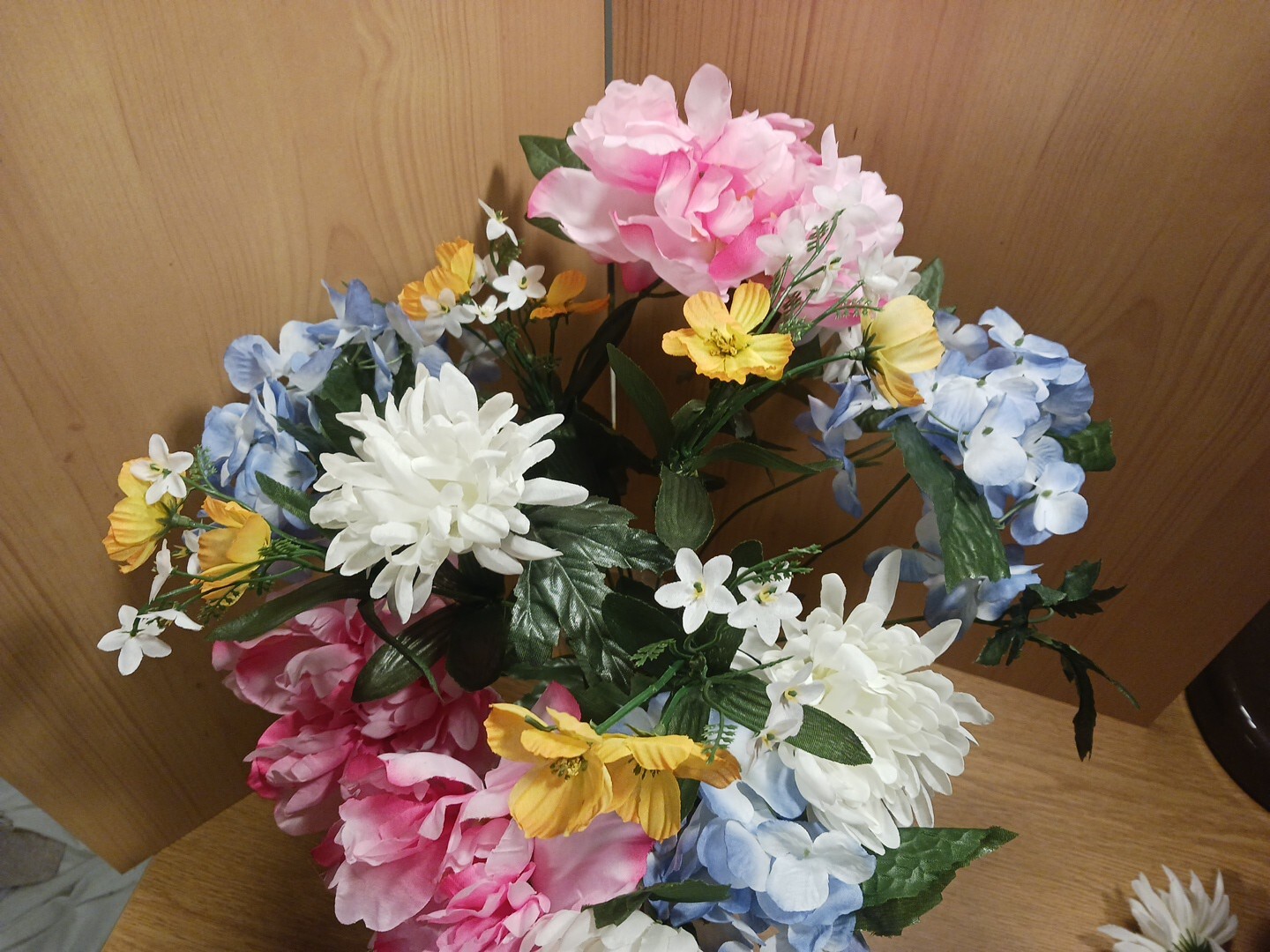Artificial Silk flowers 1 Full Bunch Peony Hydrangea Mum White Pink Blue Yellow