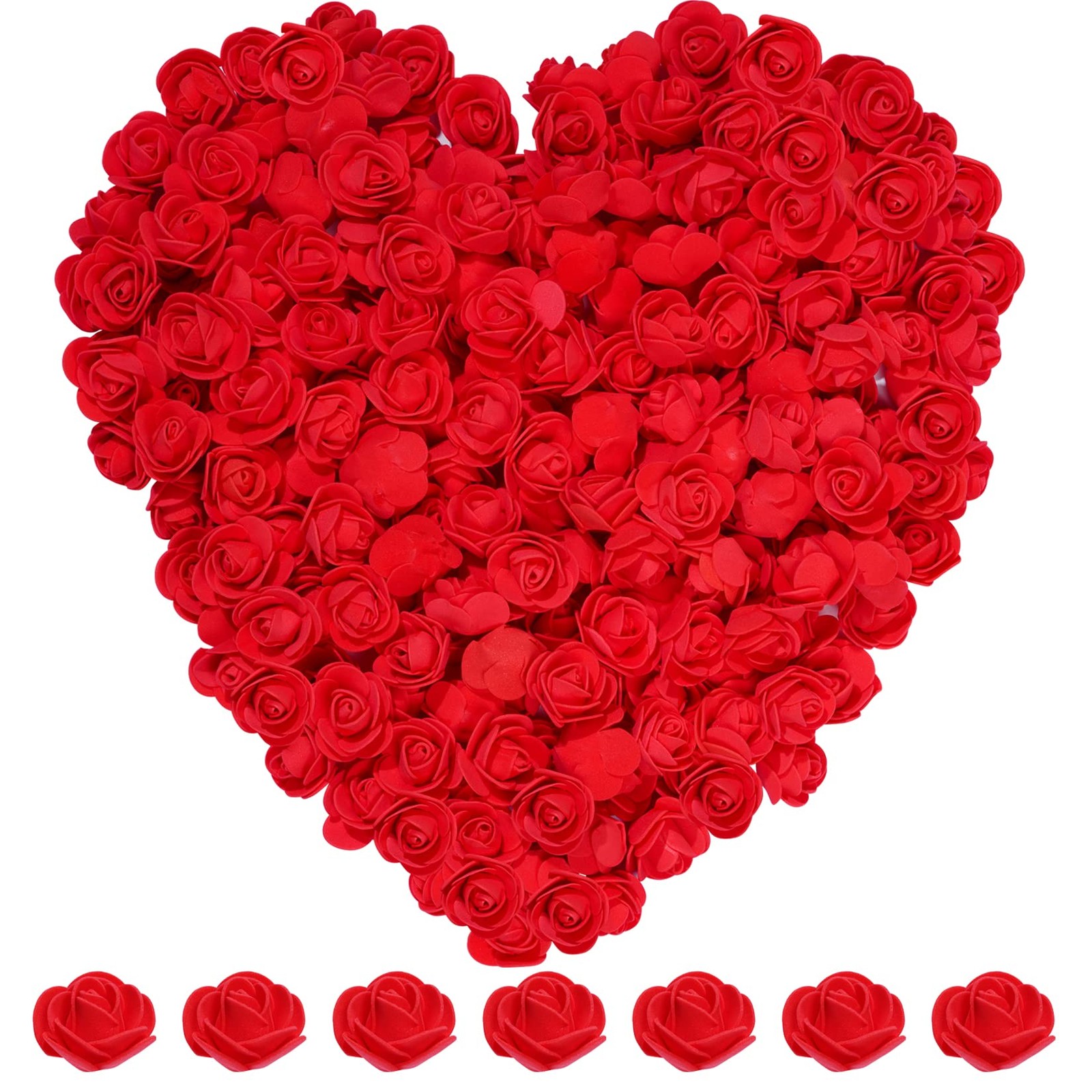 200 PCS Red Mini Artificial Fake Rose Head Foam Flowers For DIY Crafts Wedding