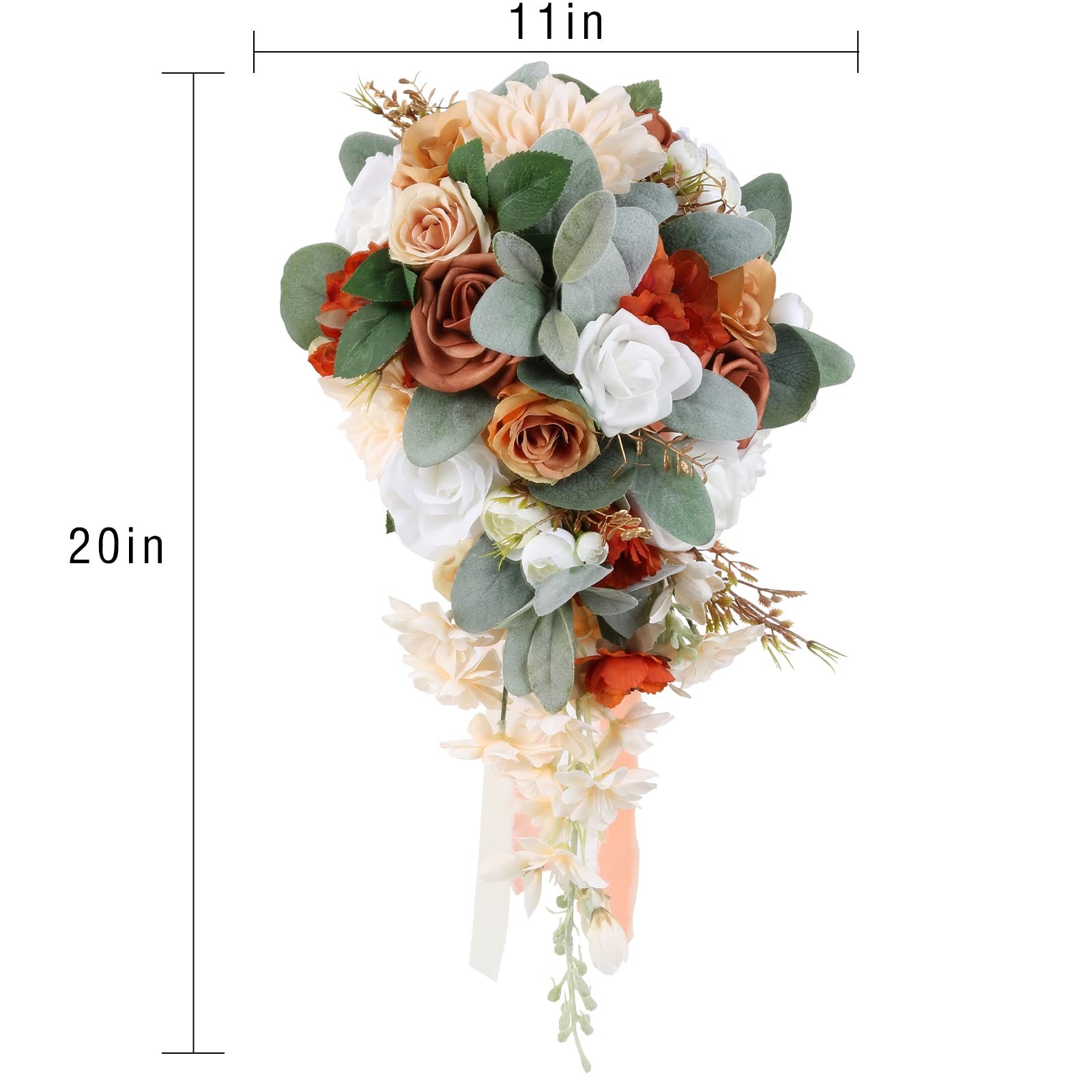 Wedding Bouquet, 11 Inch Terracotta Wedding Decor Artificial Flowers Bridal B…