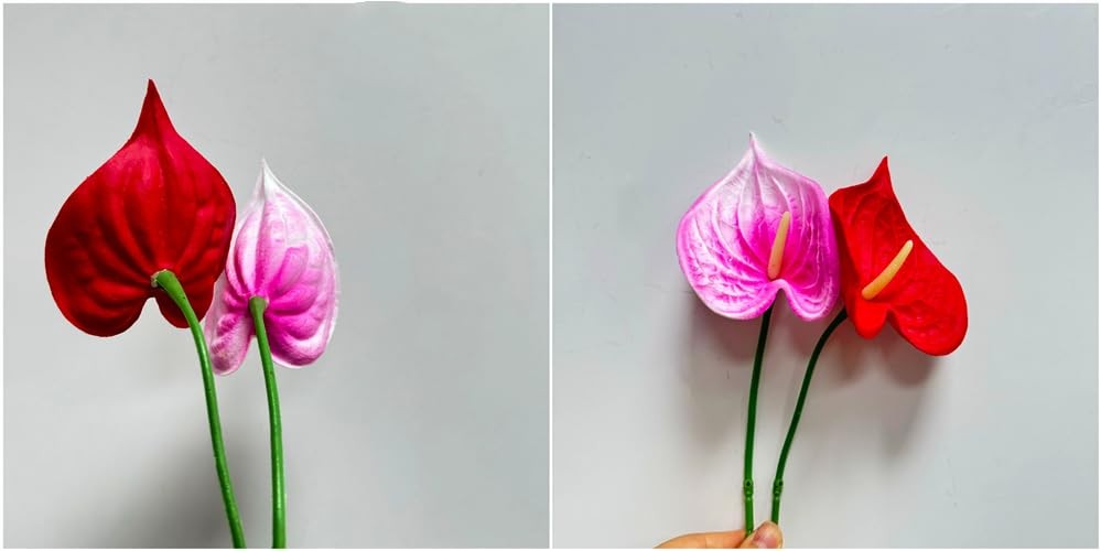 8pcs 13inch Pink Artificial Anthurium Lily Flowers Permanent for Home Decor B…