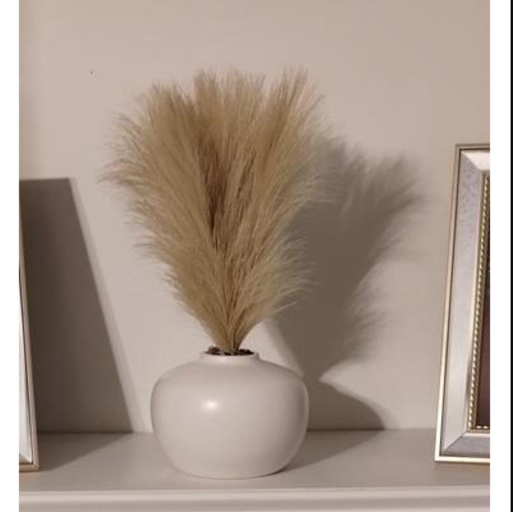 Better Homes & Gardens 14″ Artificial Pampas Grass in White Ceramic Vase