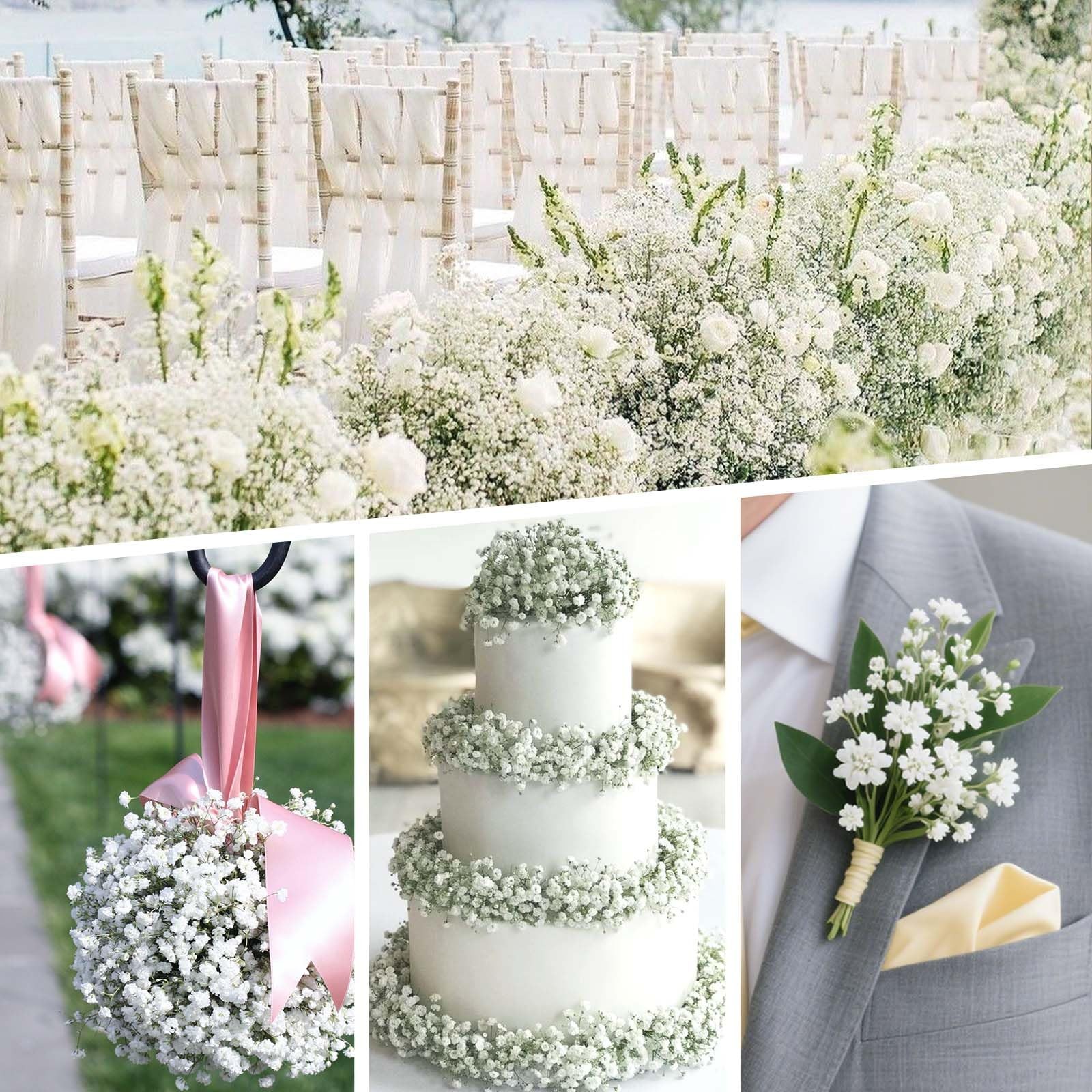 Artificial Babys Breath Flowers Bulk White Fake Floral Decor 28CM 36 PCS